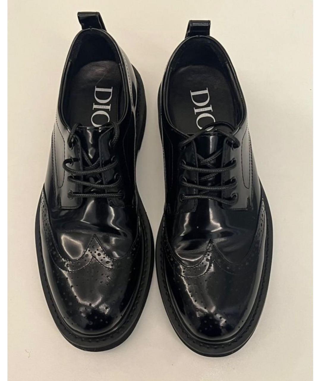 CHRISTIAN DIOR Черные низкие ботинки из лакированной кожи, фото 2