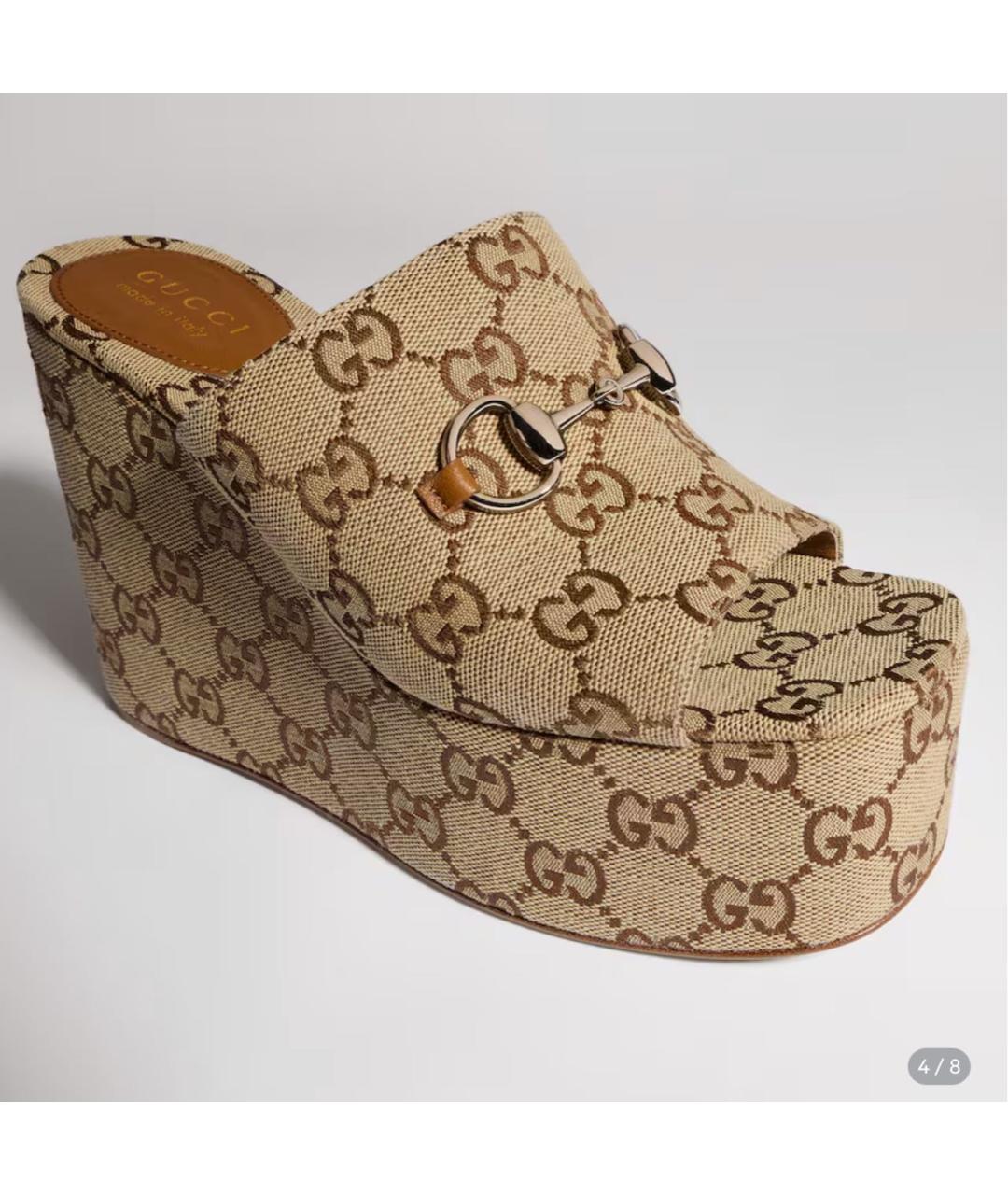 GUCCI Бежевые сабо, фото 3