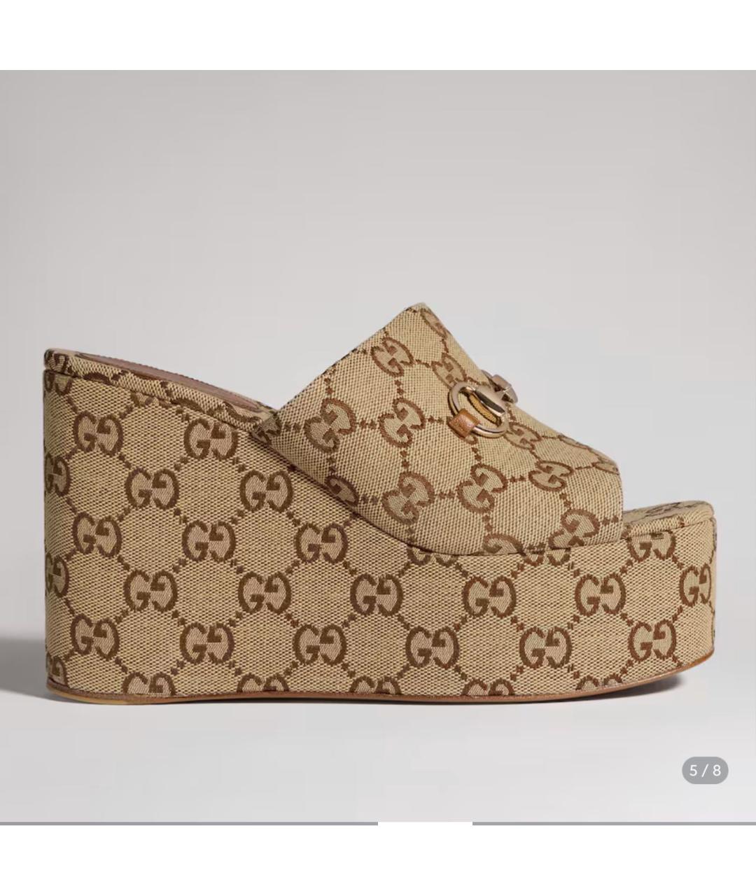 GUCCI Бежевые сабо, фото 5