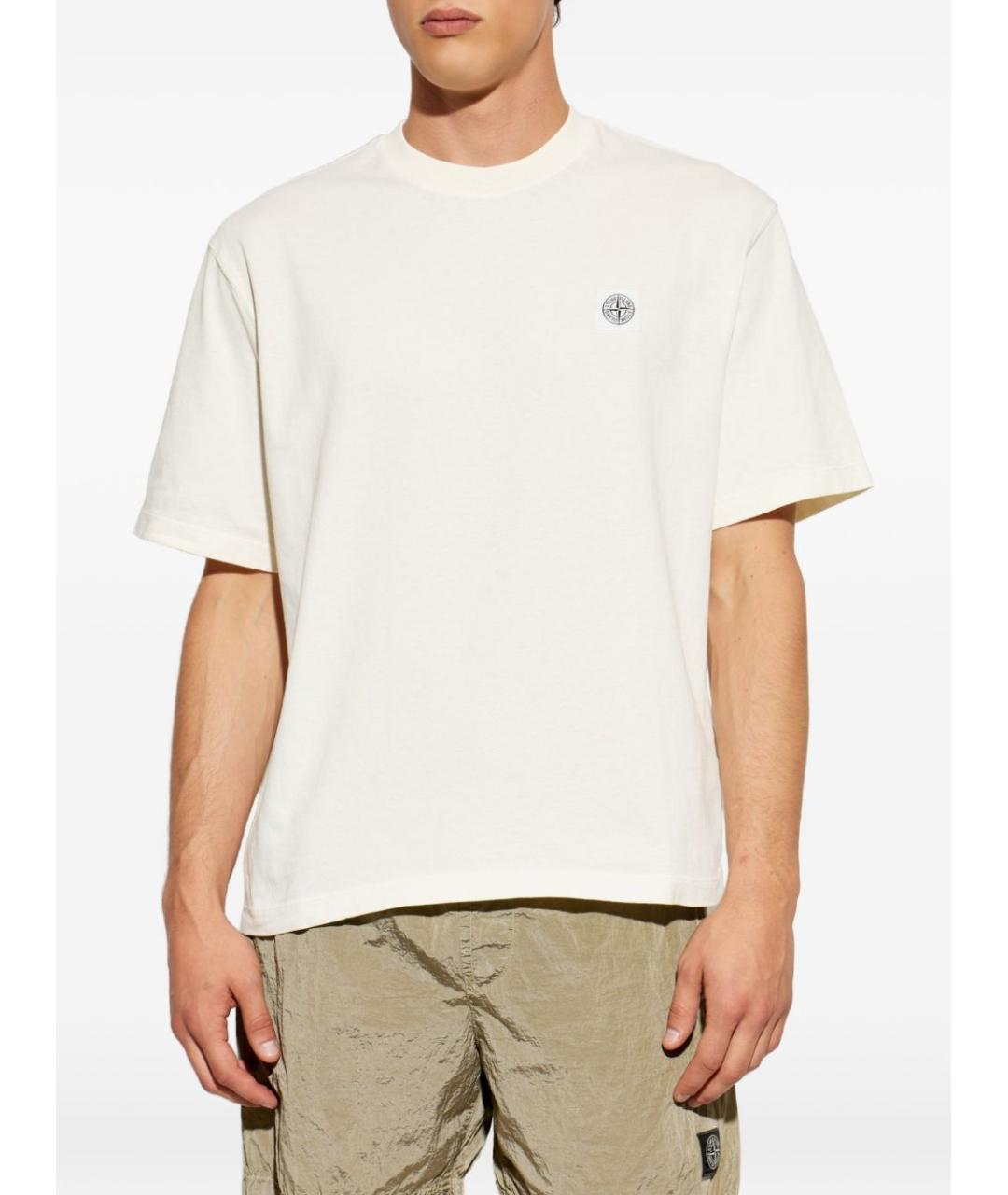 STONE ISLAND Бежевая хлопковая футболка, фото 2