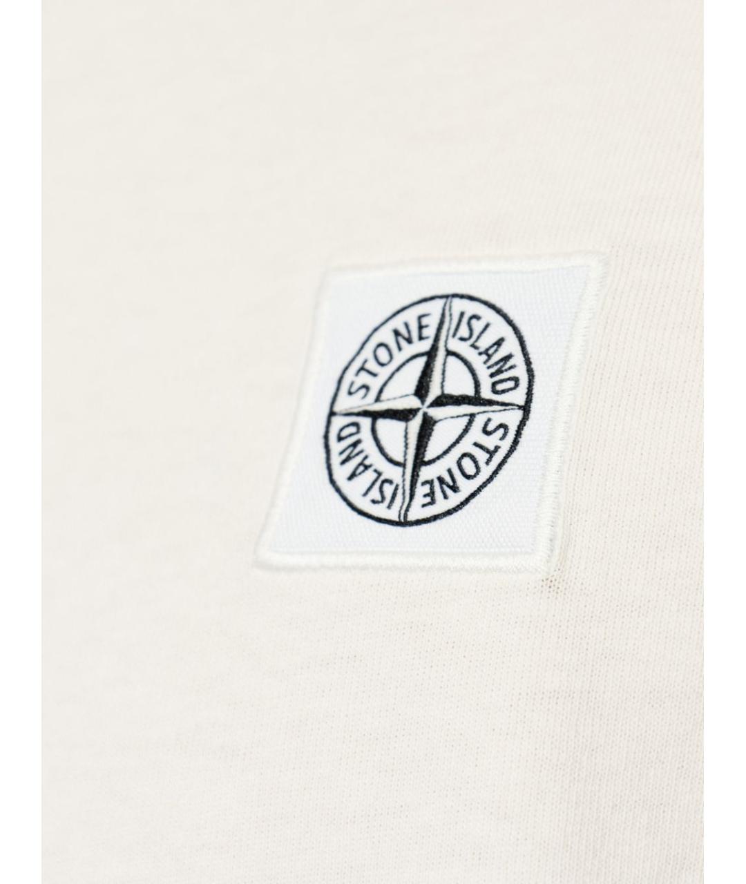 STONE ISLAND Бежевая хлопковая футболка, фото 5