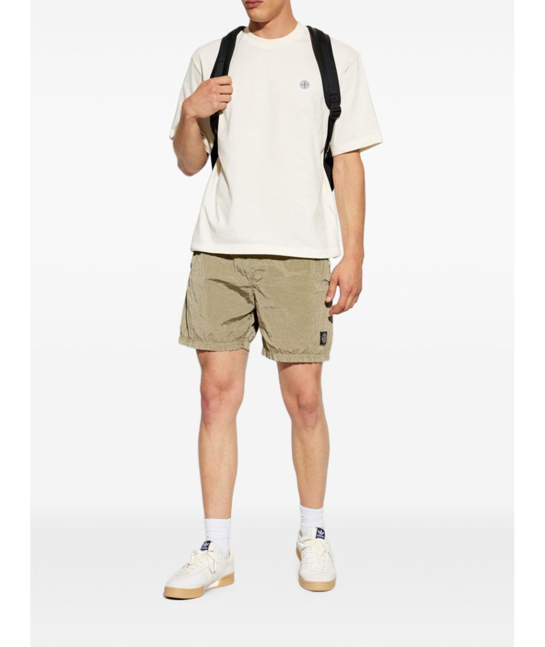STONE ISLAND Бежевая хлопковая футболка, фото 3