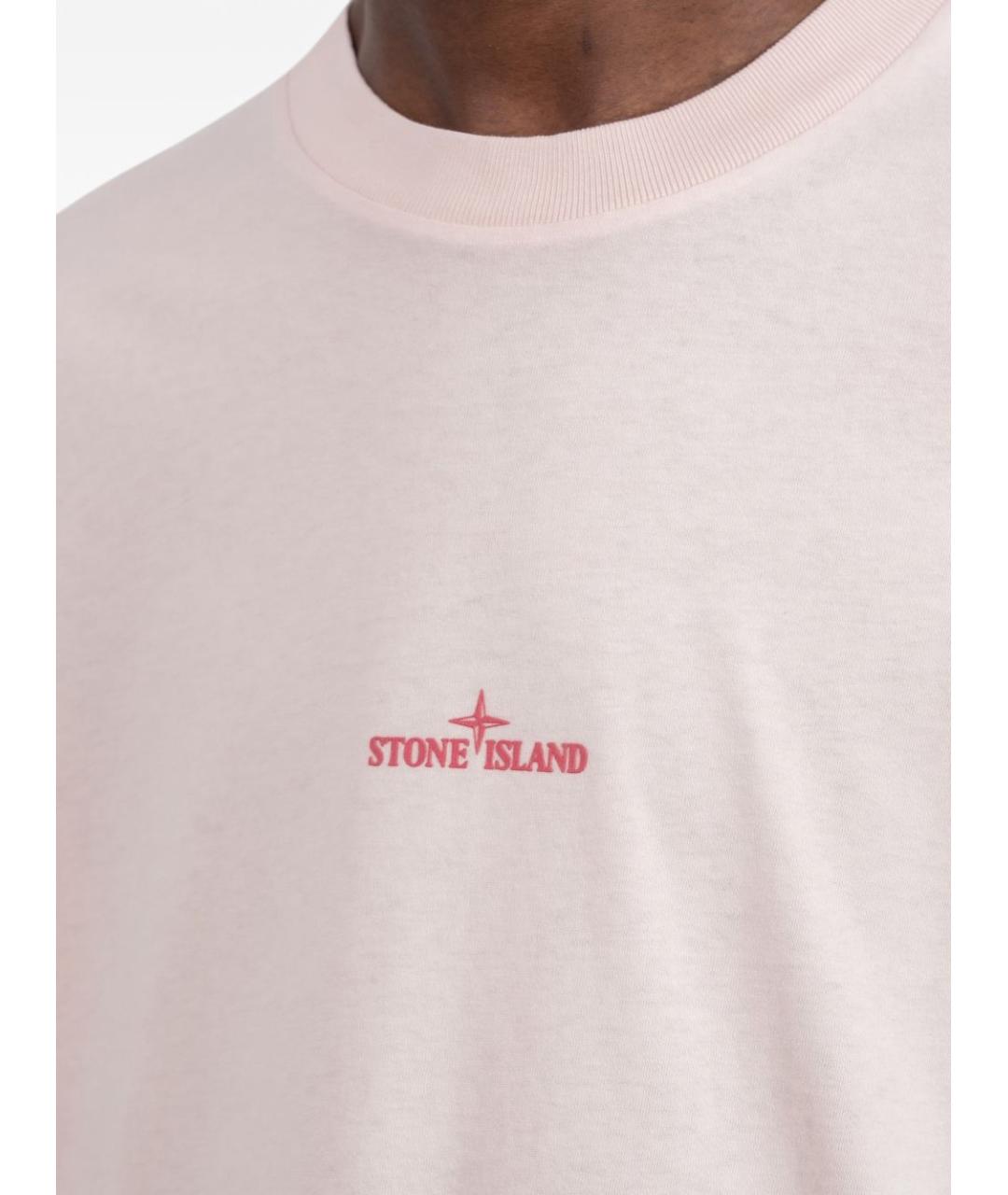 STONE ISLAND Розовая хлопковая футболка, фото 3