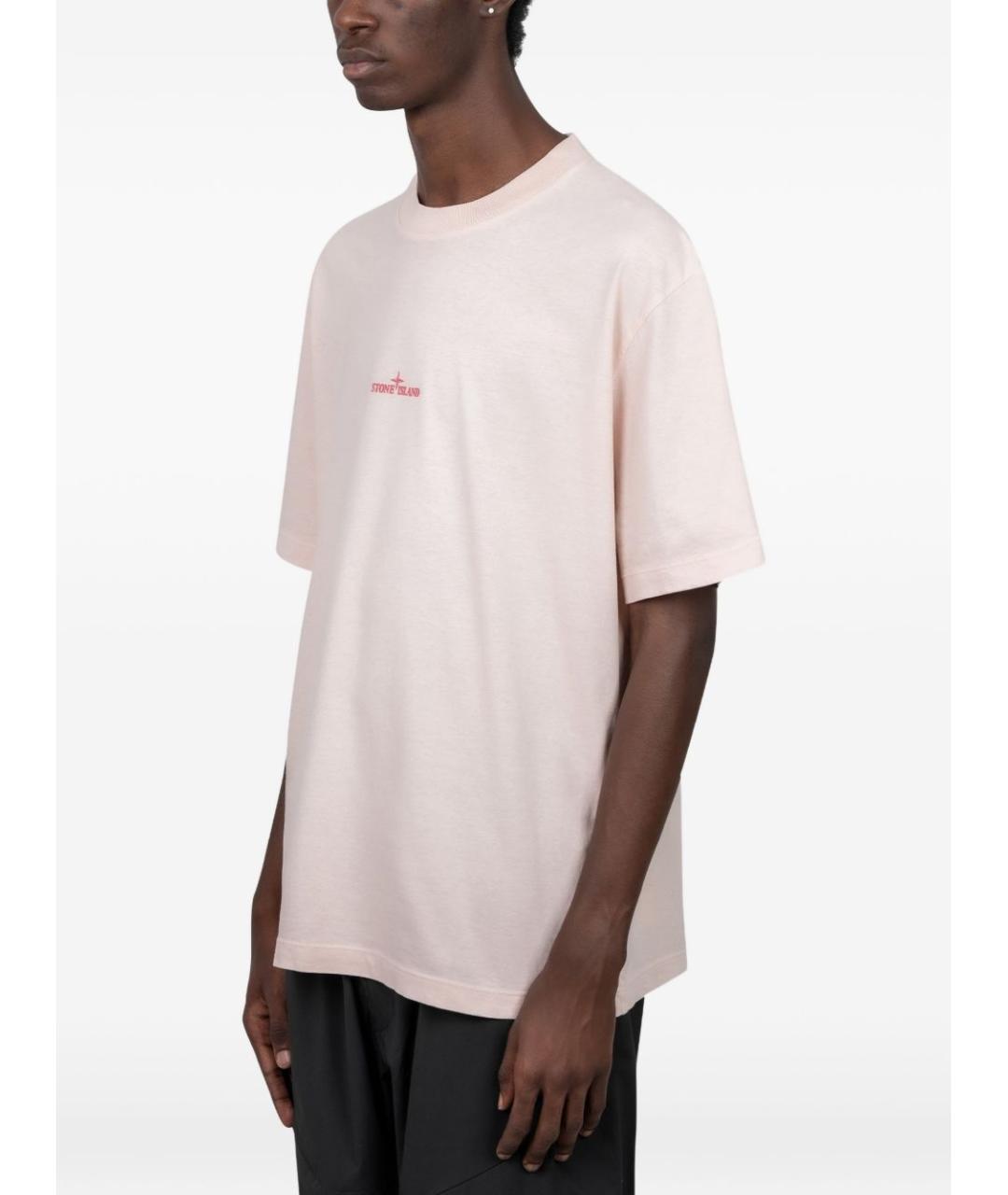 STONE ISLAND Розовая хлопковая футболка, фото 2