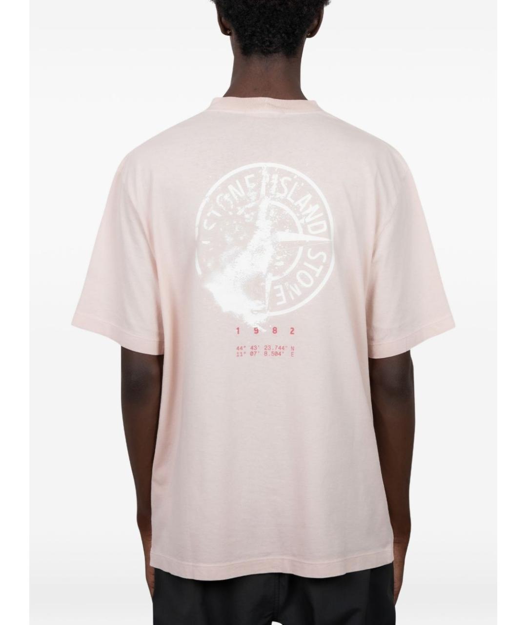 STONE ISLAND Розовая хлопковая футболка, фото 4