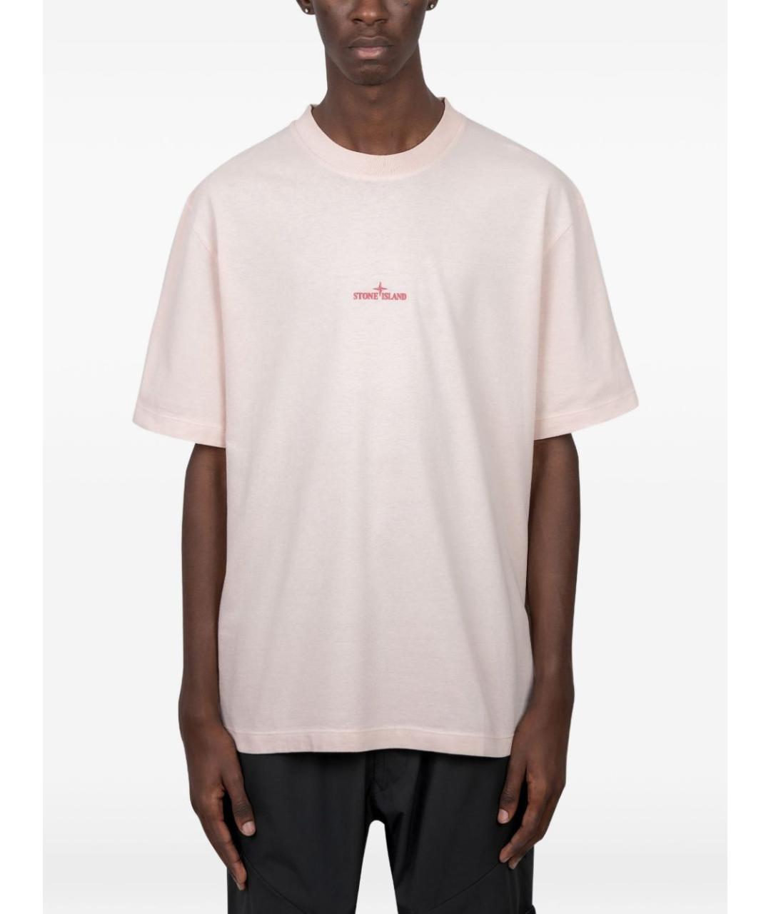 STONE ISLAND Розовая хлопковая футболка, фото 6
