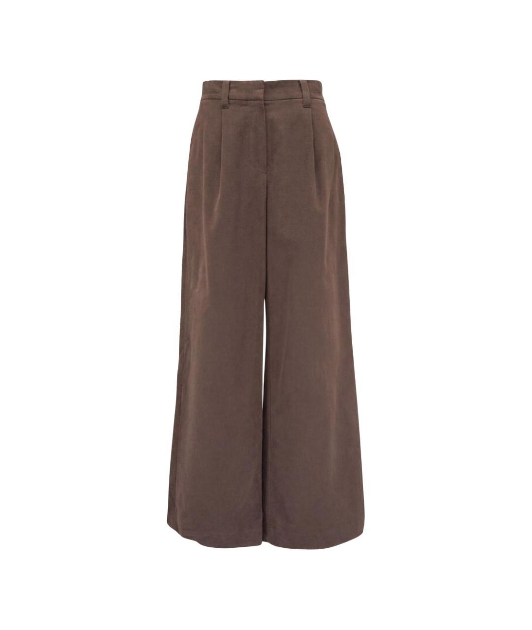 BRUNELLO CUCINELLI Коричневые хлопковые брюки широкие, фото 3