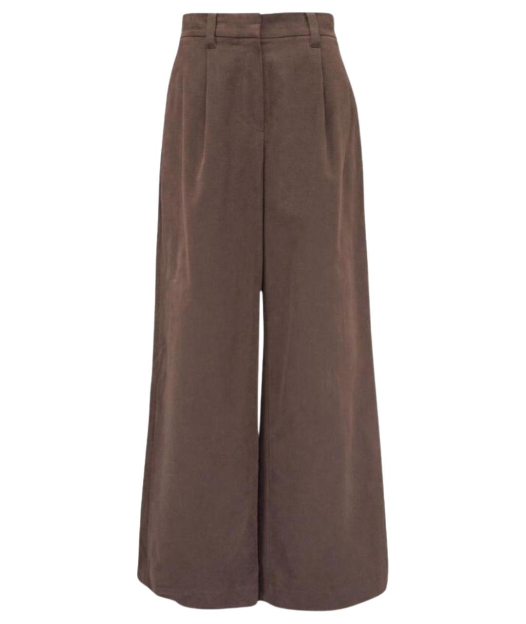 BRUNELLO CUCINELLI Коричневые хлопковые брюки широкие, фото 1