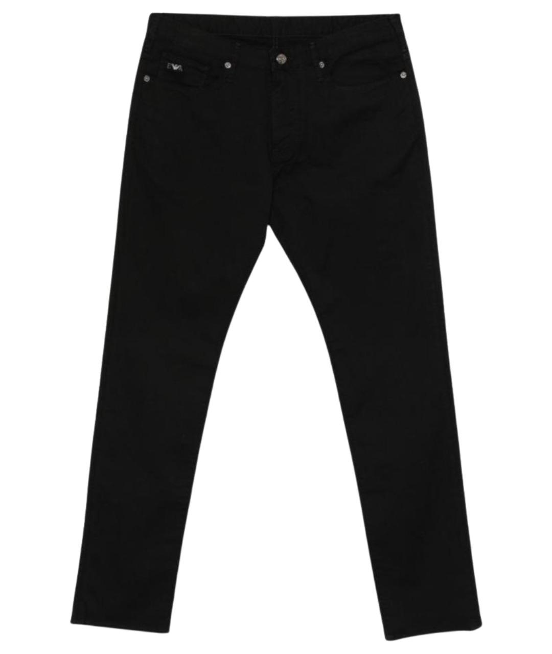 EMPORIO ARMANI Черные хлопковые прямые джинсы, фото 1