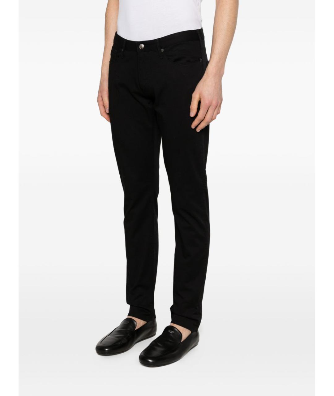 EMPORIO ARMANI Черные хлопковые прямые джинсы, фото 4