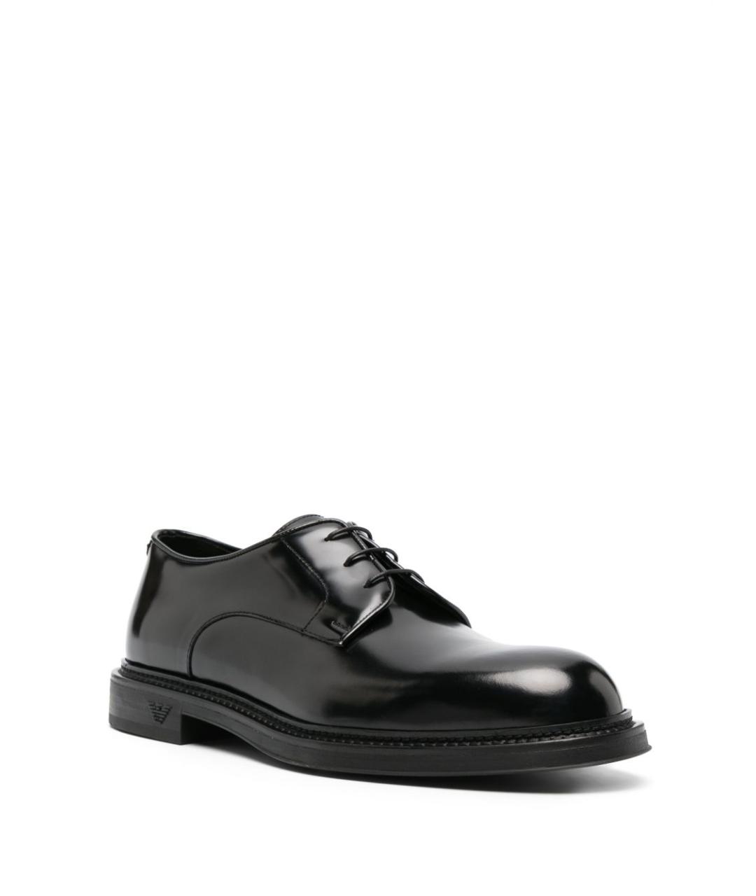 EMPORIO ARMANI Черные кожаные низкие ботинки, фото 4