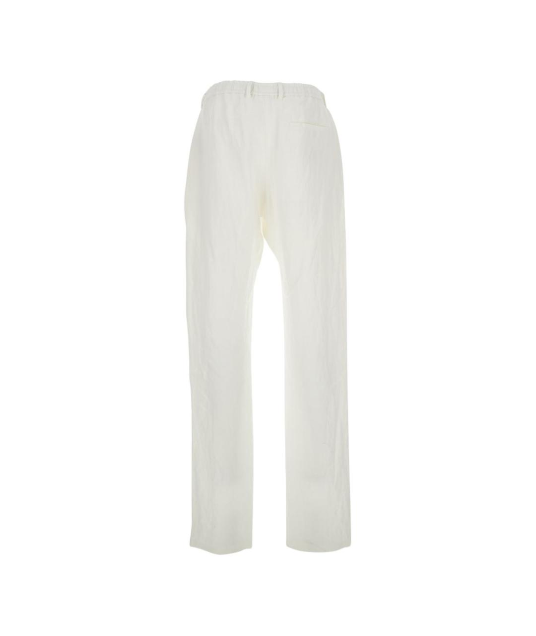 EMPORIO ARMANI Белые льняные повседневные брюки, фото 3