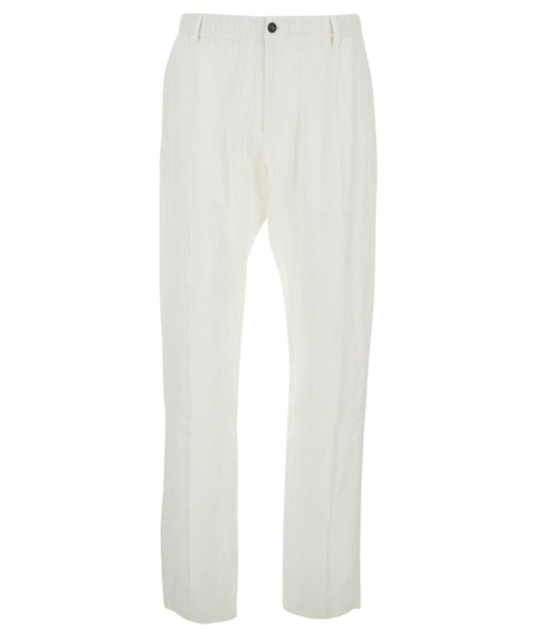 EMPORIO ARMANI Белые льняные повседневные брюки, фото 1