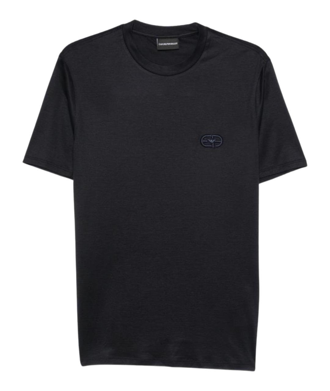 EMPORIO ARMANI Синяя хлопковая футболка, фото 1