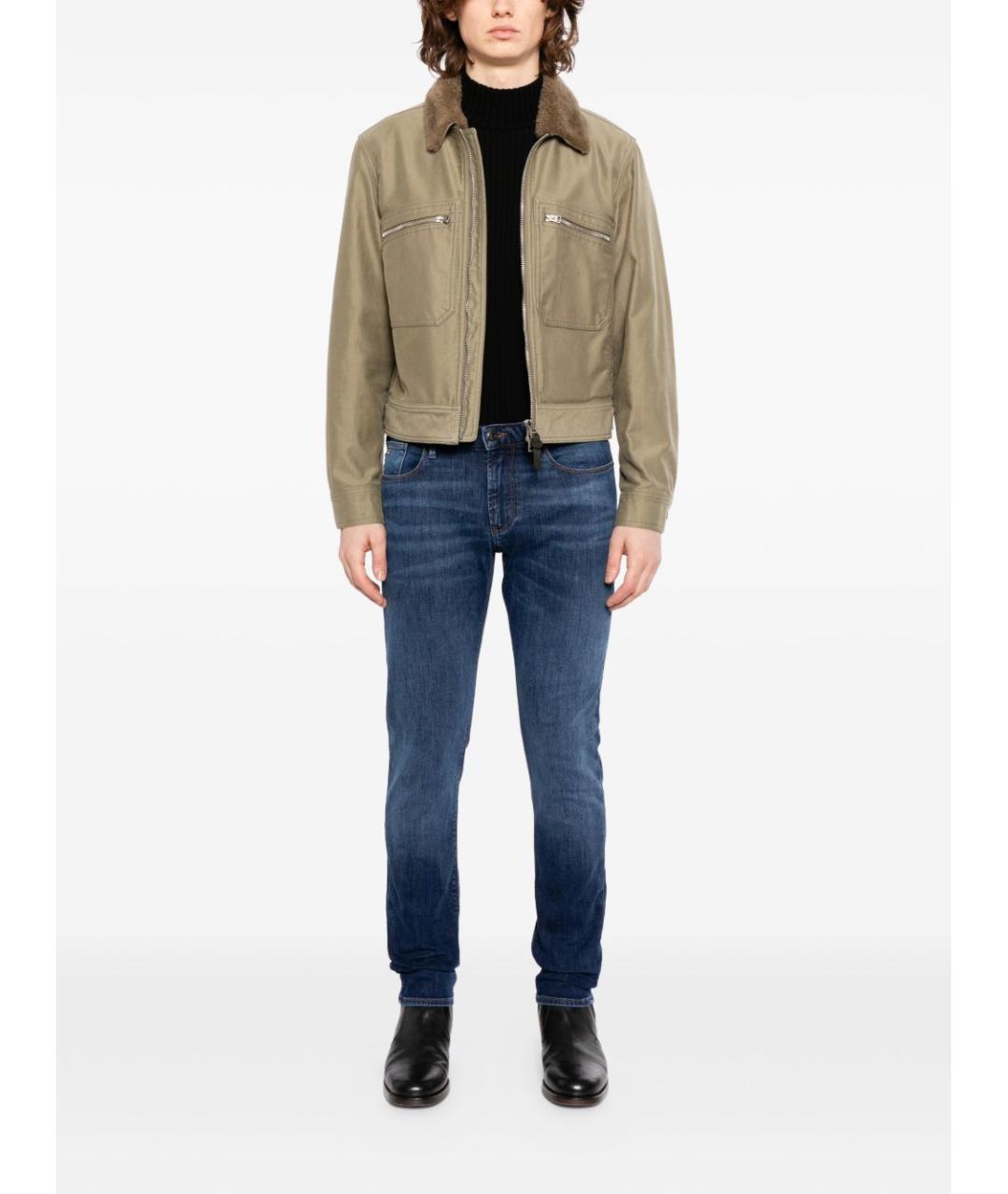 EMPORIO ARMANI Синие хлопковые джинсы скинни, фото 4