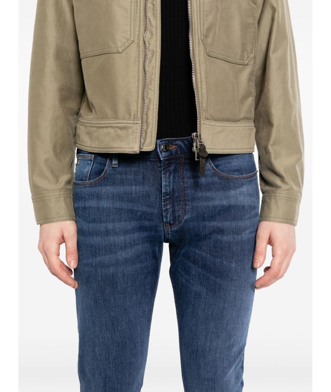 EMPORIO ARMANI Синие хлопковые джинсы скинни, фото 3