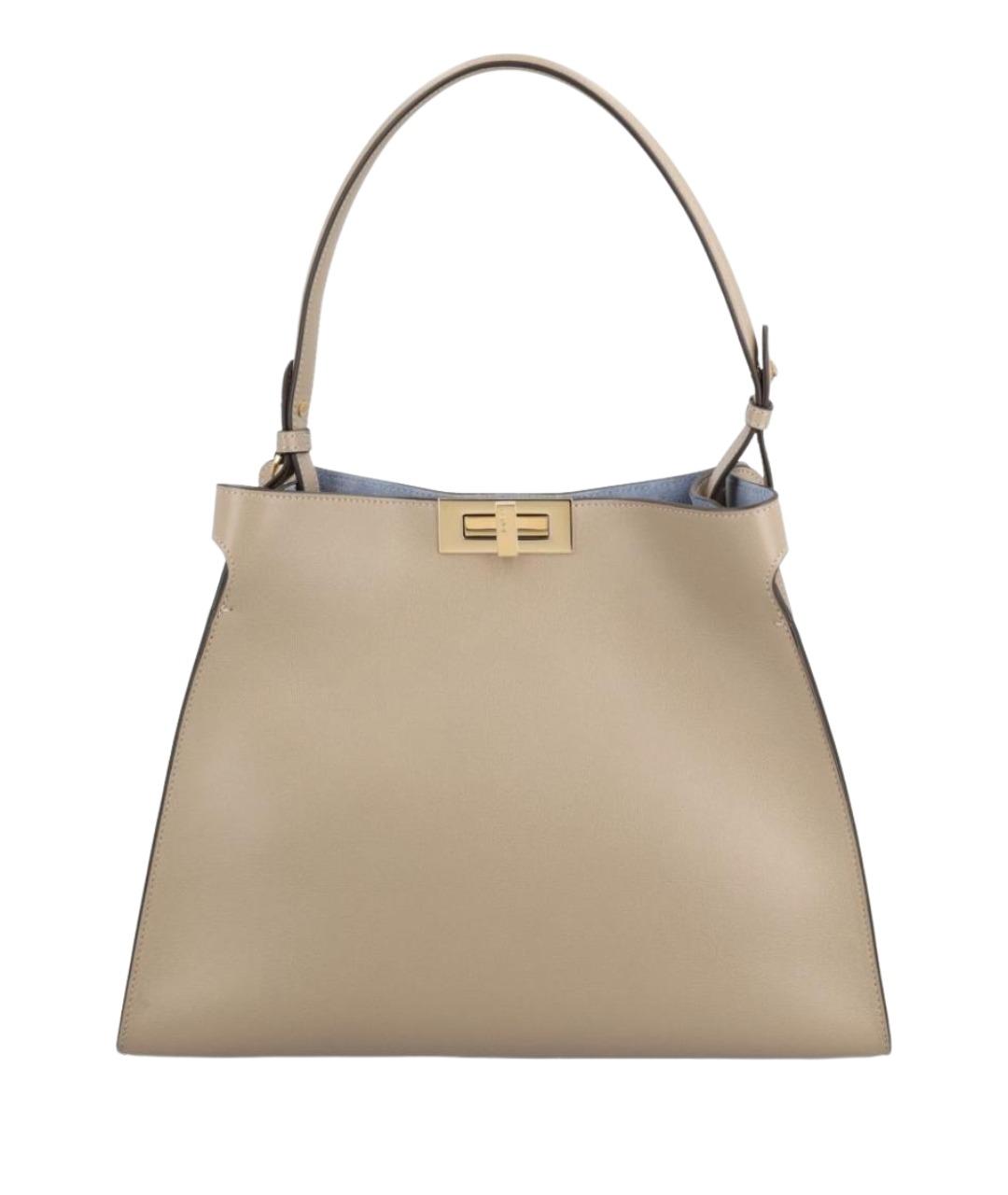 FENDI Бежевая кожаная сумка тоут, фото 1