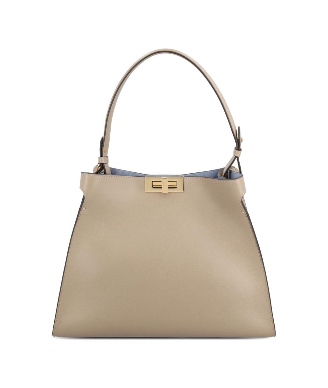 FENDI Бежевая кожаная сумка тоут, фото 5