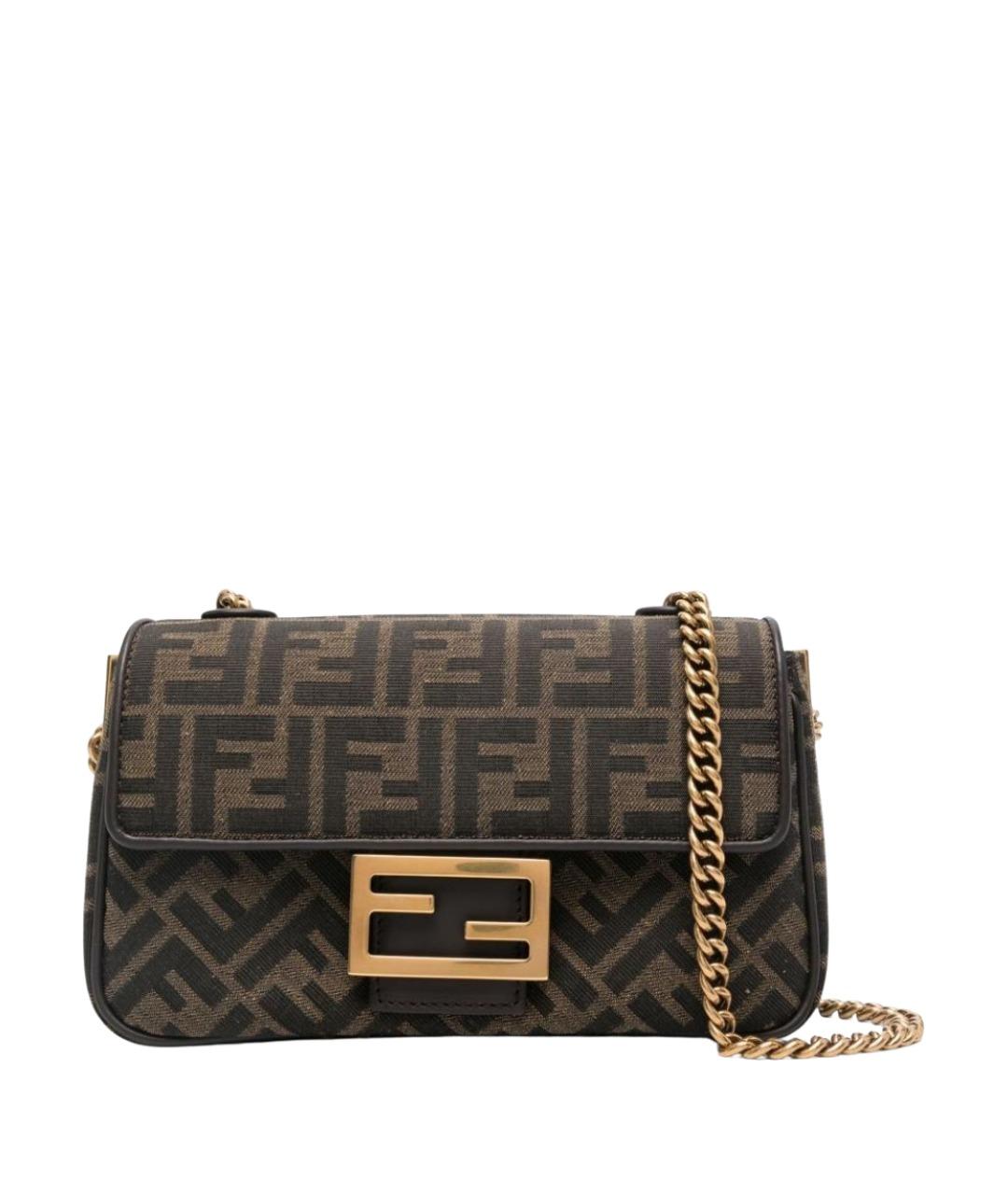 FENDI Коричневая сумка через плечо из канвы, фото 1
