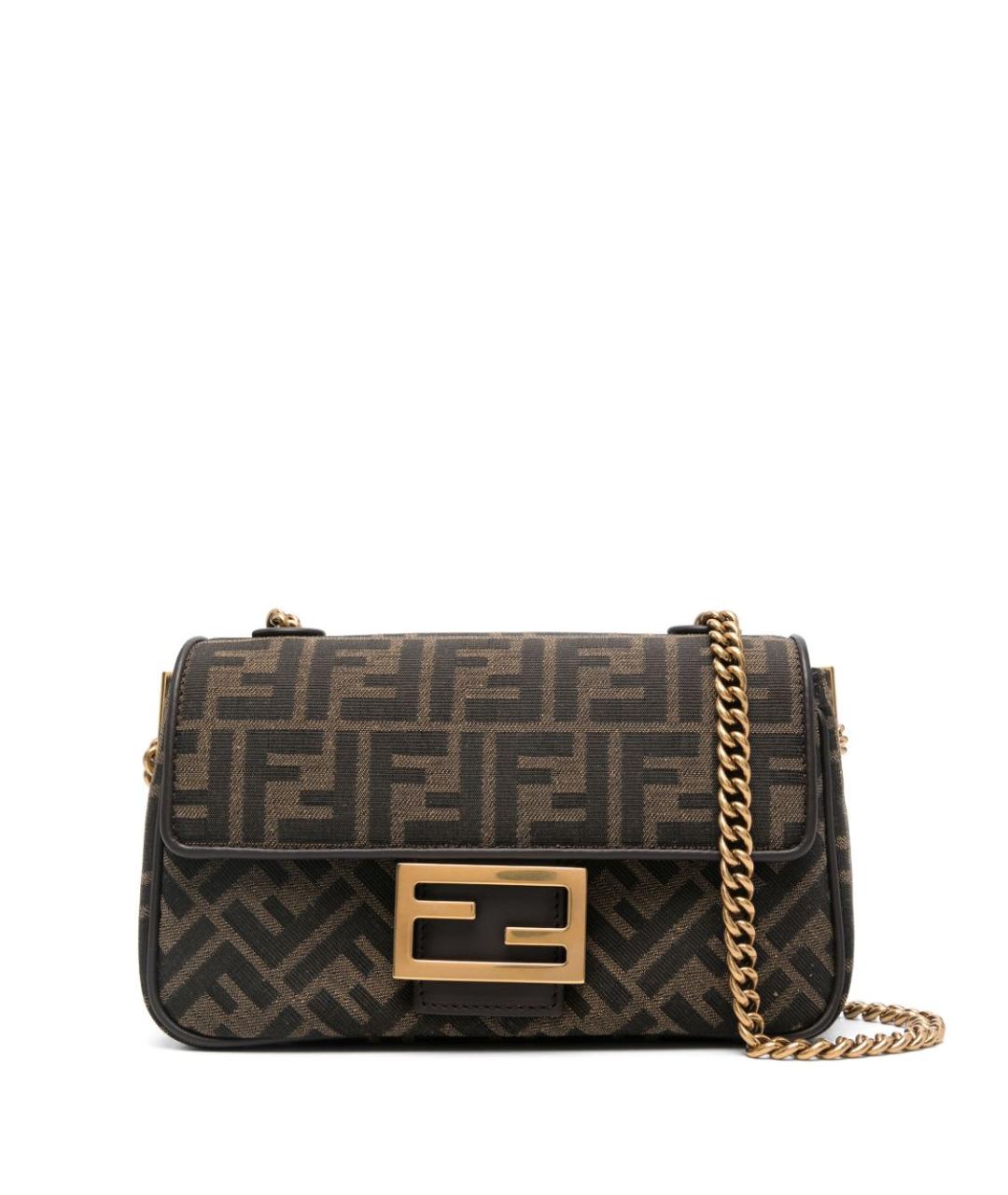 FENDI Коричневая сумка через плечо из канвы, фото 6
