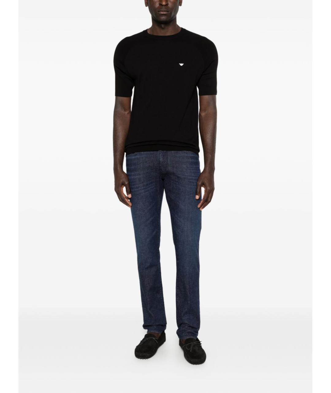 EMPORIO ARMANI Синие хлопко-эластановые прямые джинсы, фото 3