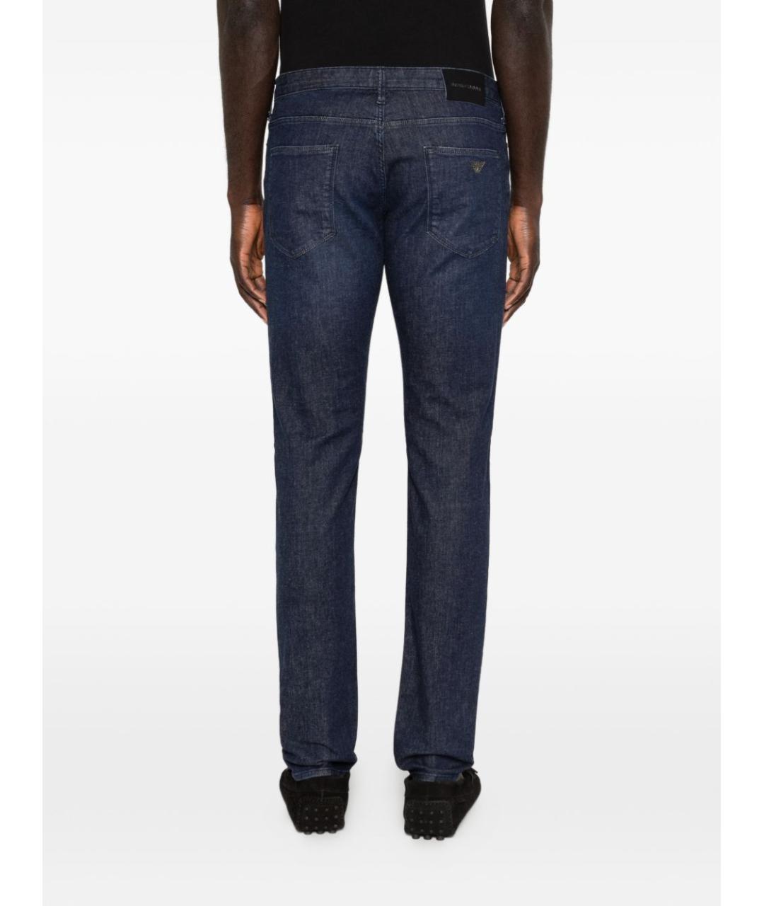 EMPORIO ARMANI Синие хлопко-эластановые прямые джинсы, фото 4