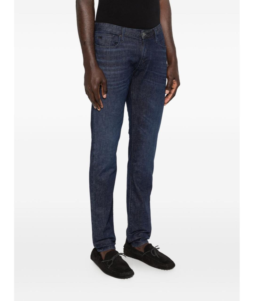EMPORIO ARMANI Синие хлопко-эластановые прямые джинсы, фото 5