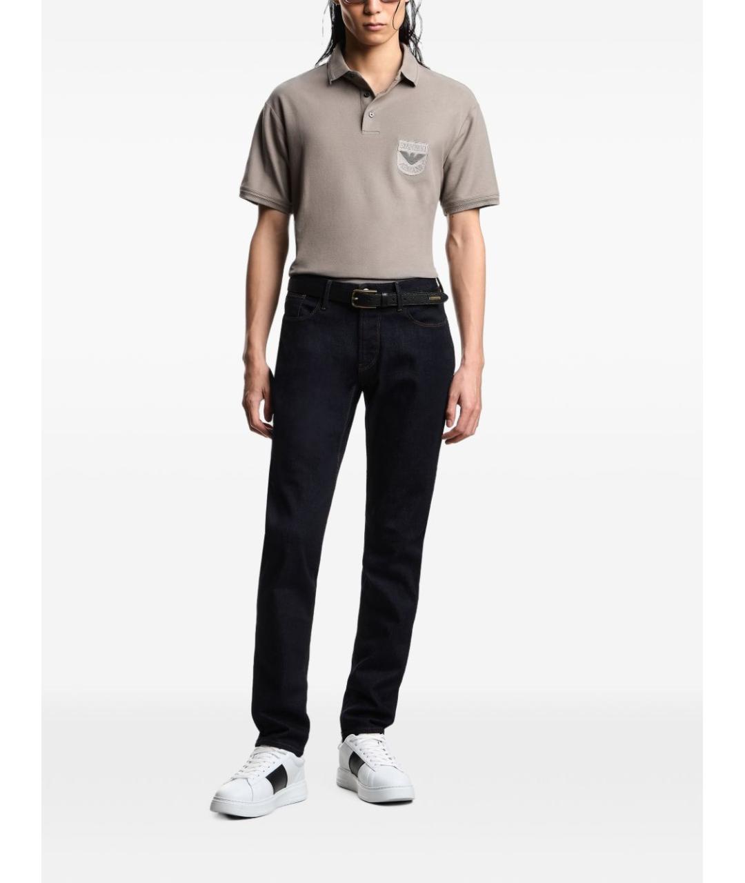 EMPORIO ARMANI Синие хлопковые прямые джинсы, фото 5