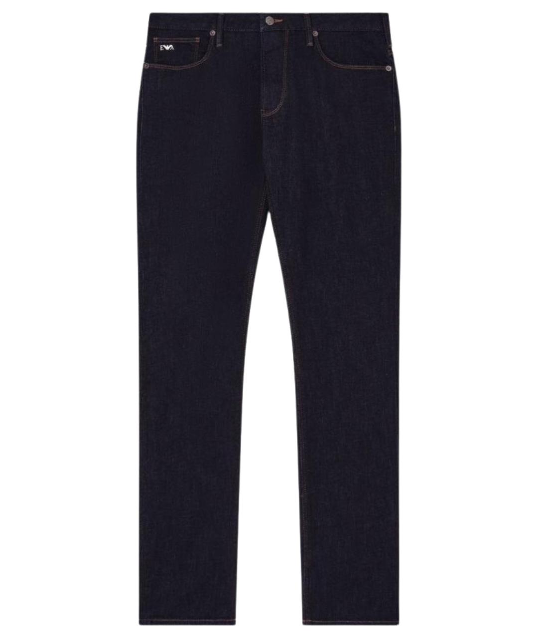 EMPORIO ARMANI Синие хлопковые прямые джинсы, фото 1