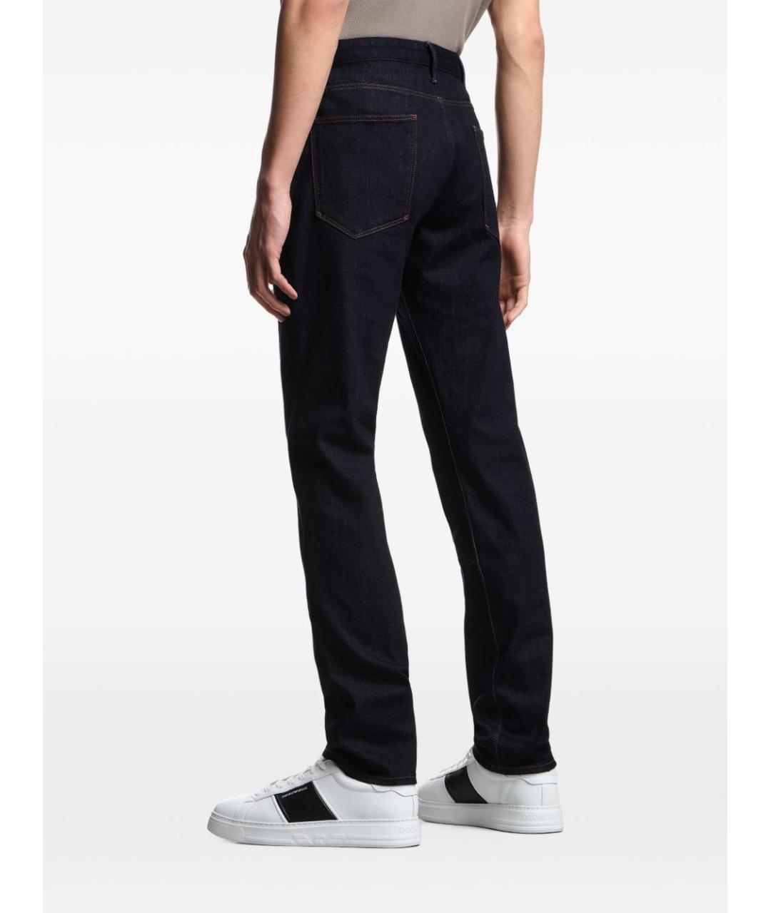 EMPORIO ARMANI Синие хлопковые прямые джинсы, фото 2