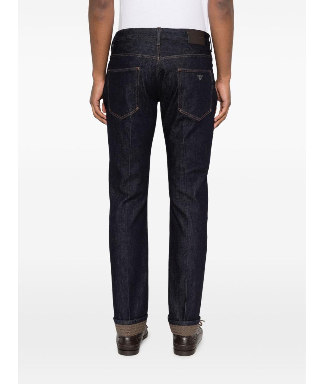 EMPORIO ARMANI Синие хлопко-эластановые прямые джинсы, фото 5