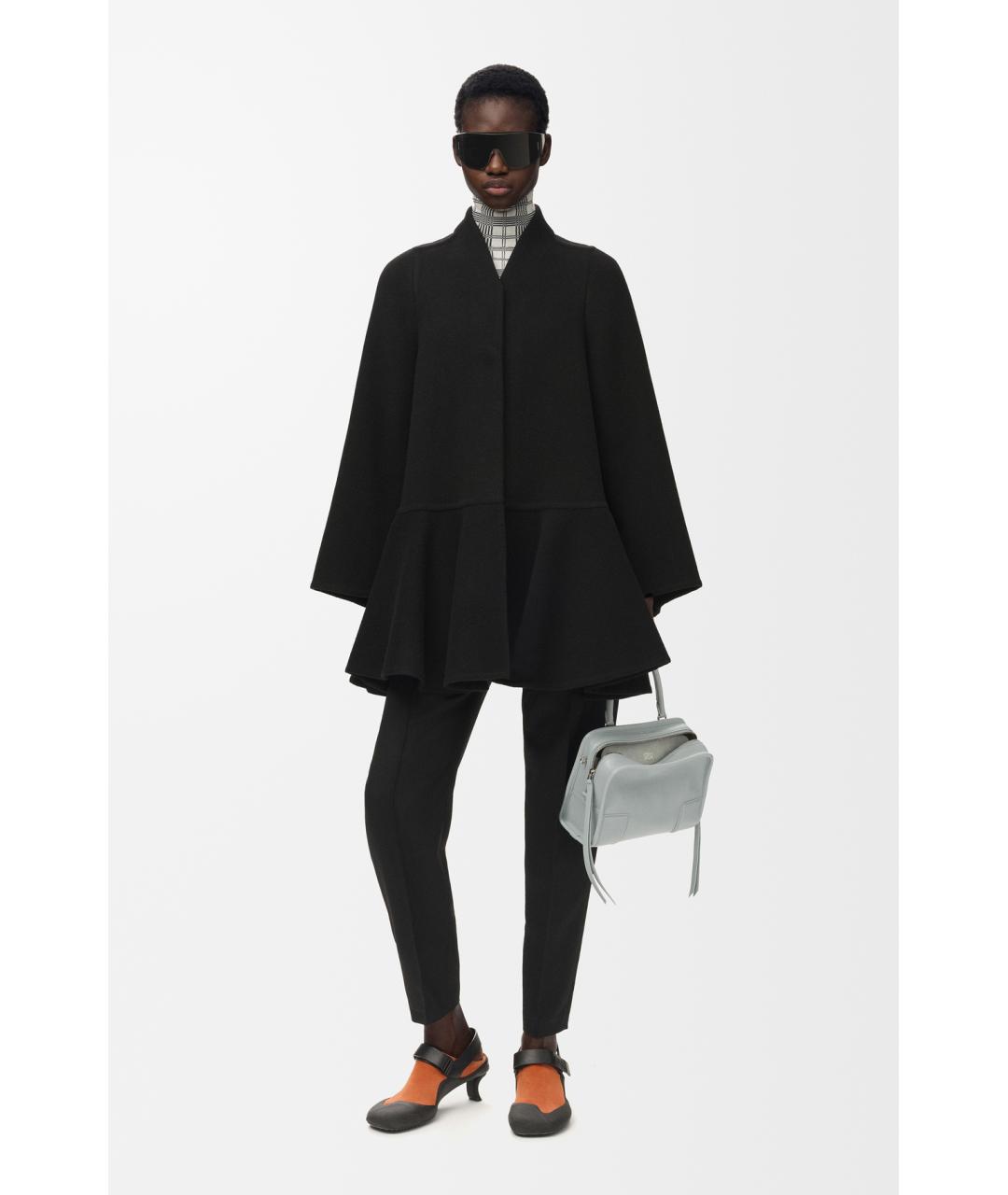 LOEWE Черное шерстяное пальто, фото 2