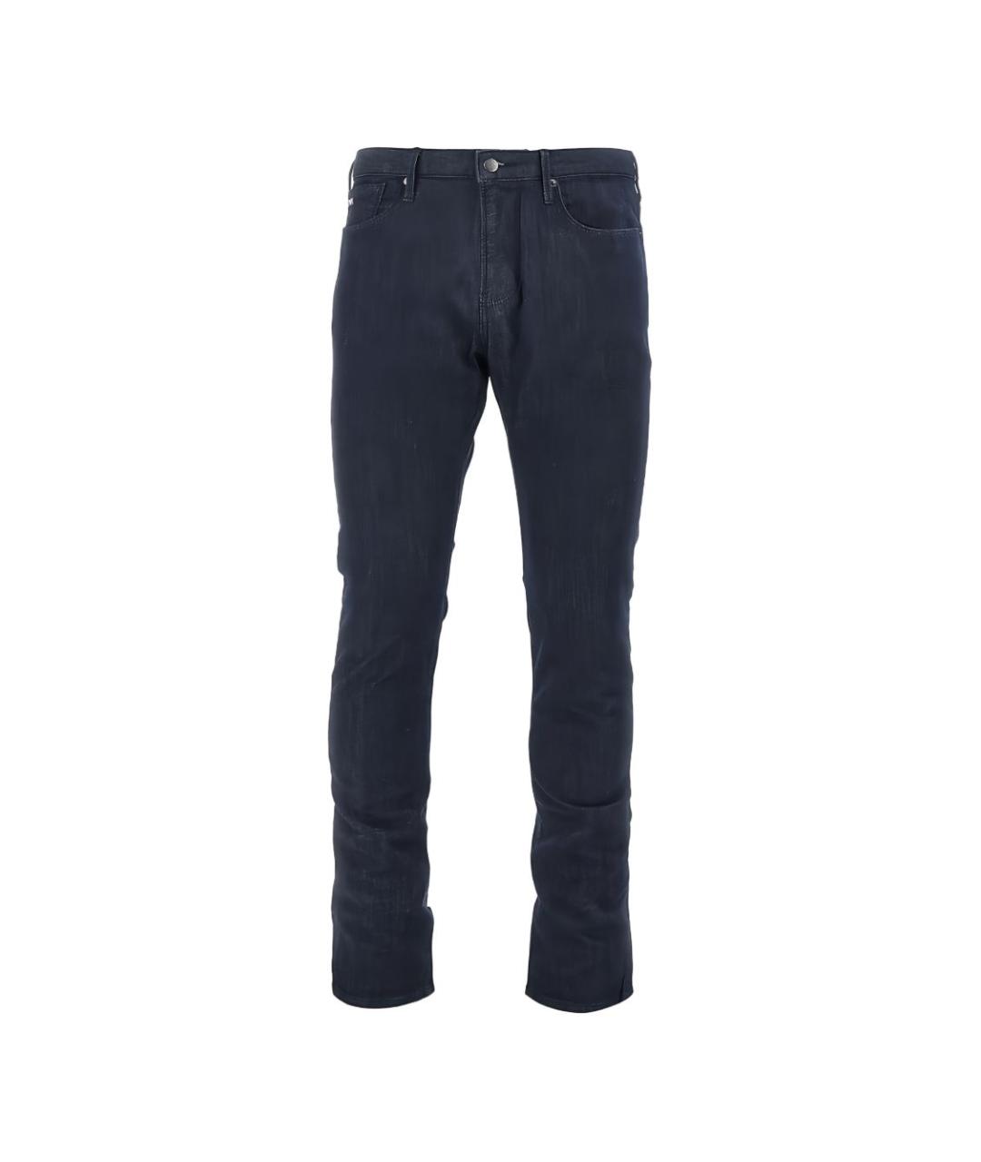 EMPORIO ARMANI Синие хлопко-эластановые прямые джинсы, фото 3