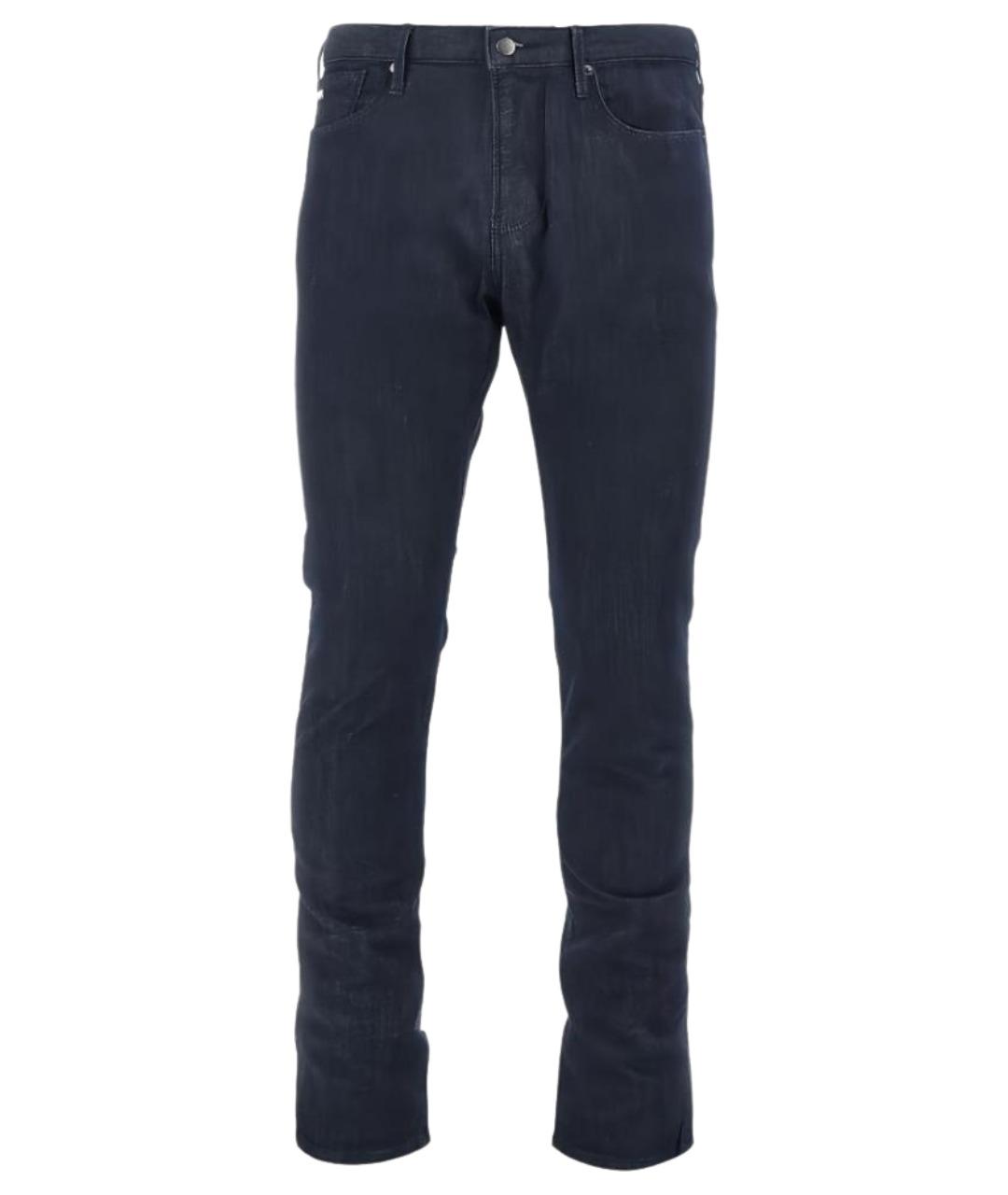 EMPORIO ARMANI Синие хлопко-эластановые прямые джинсы, фото 1
