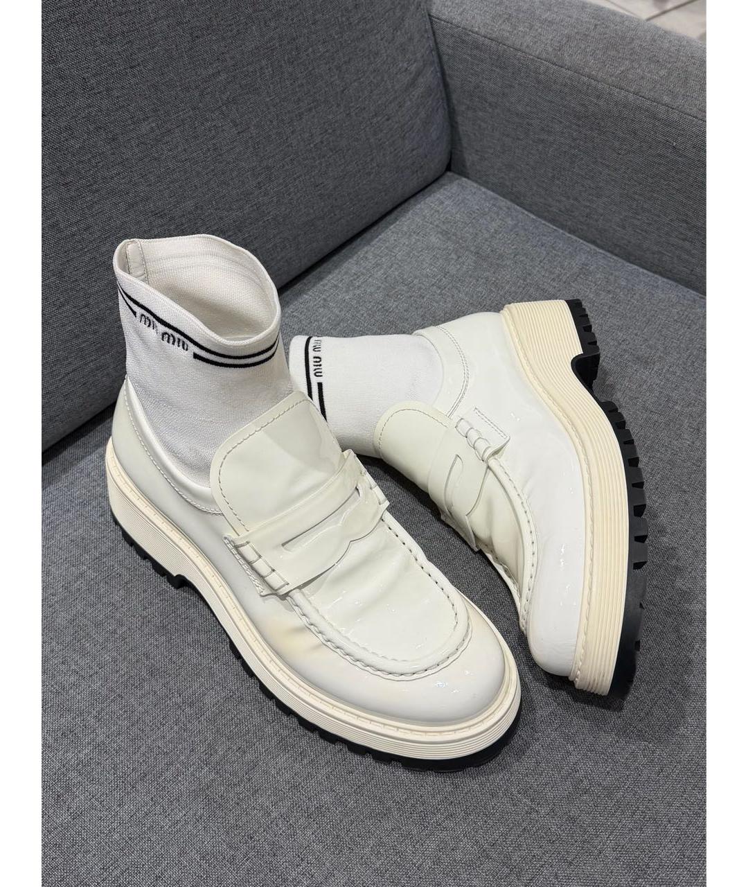 MIU MIU Белые ботинки из лакированной кожи, фото 8