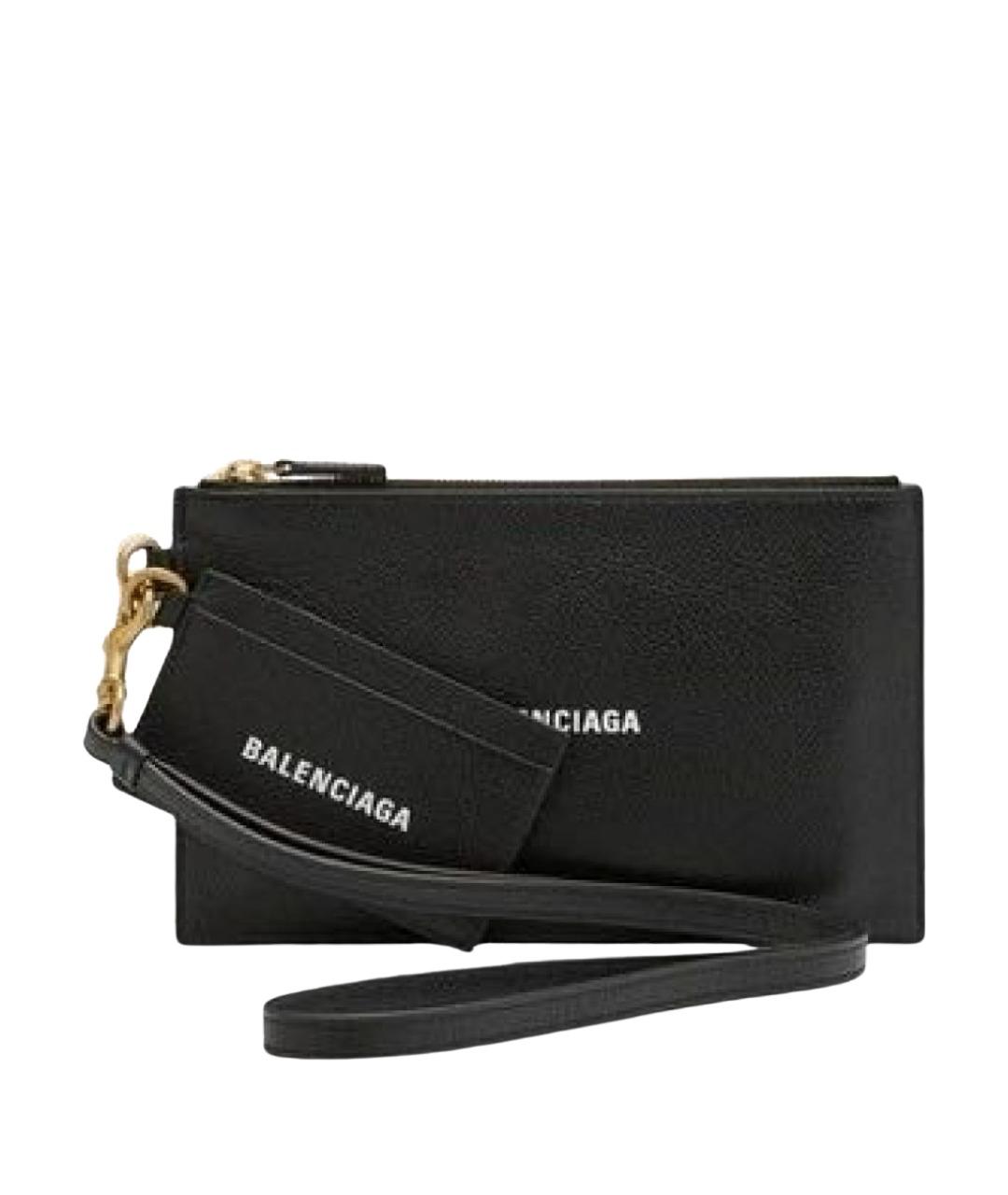 BALENCIAGA Черный кожаный кошелек, фото 1