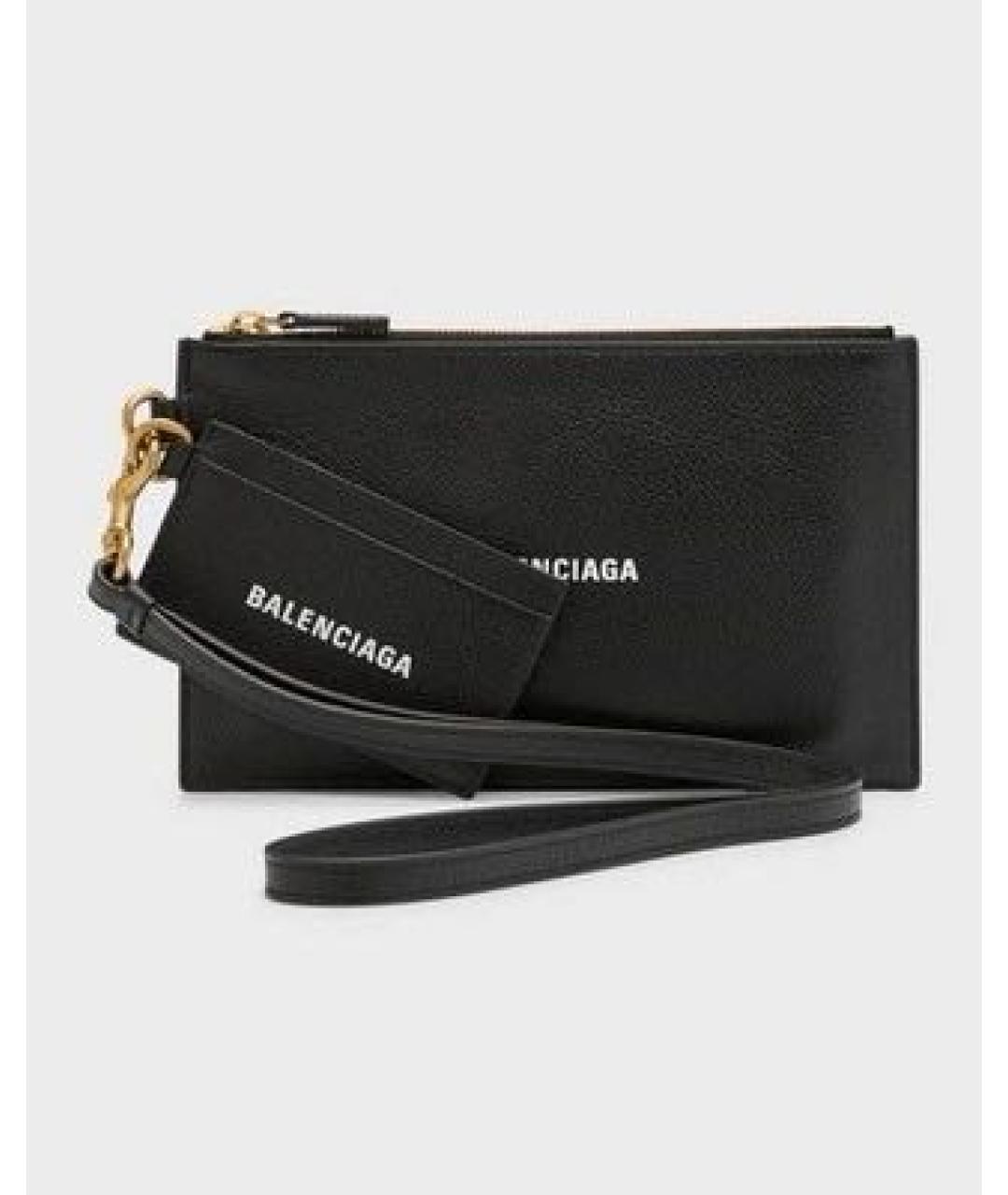 BALENCIAGA Черный кожаный кошелек, фото 4