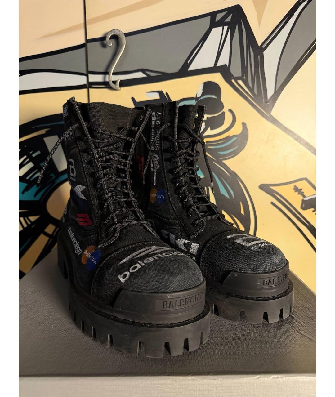 BALENCIAGA Черные текстильные высокие ботинки, фото 2