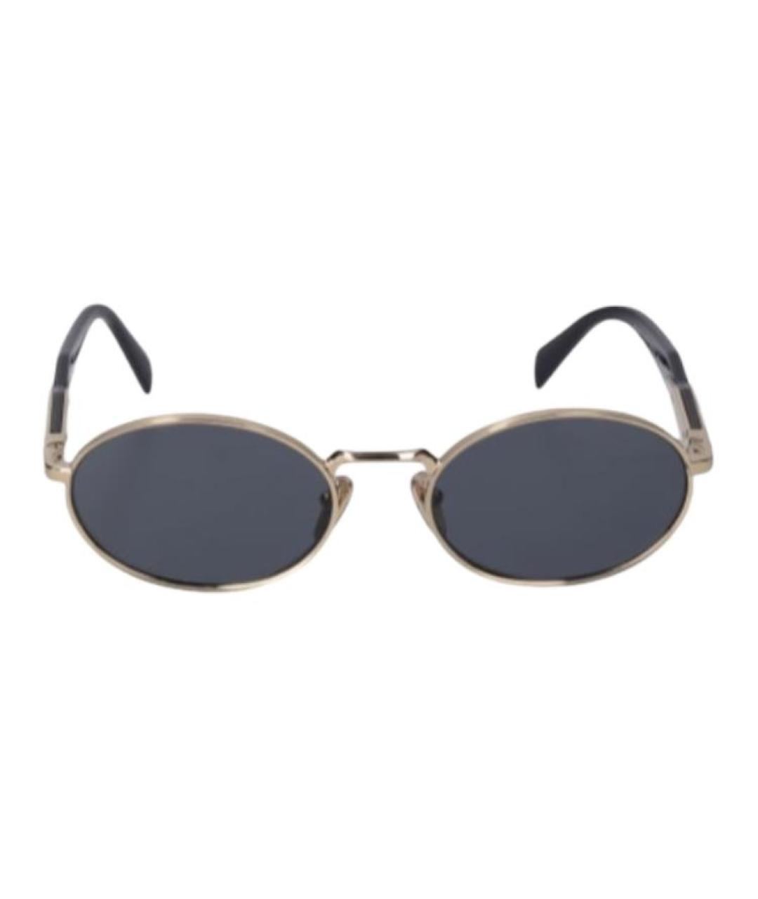 PRADA Золотые металлические солнцезащитные очки, фото 2