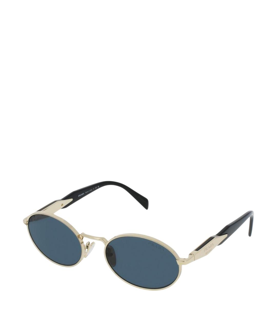 PRADA Золотые металлические солнцезащитные очки, фото 1