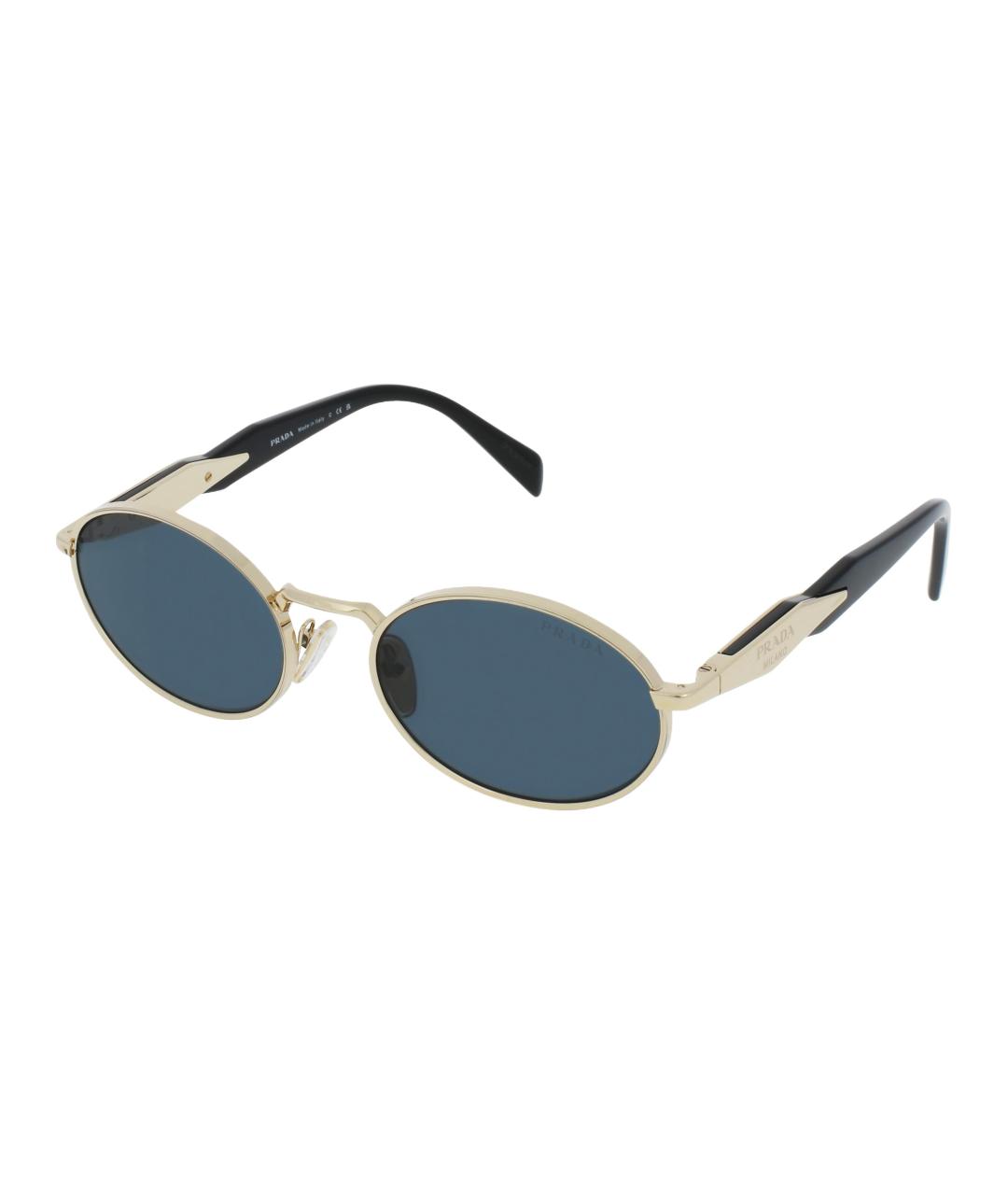 PRADA Золотые металлические солнцезащитные очки, фото 3