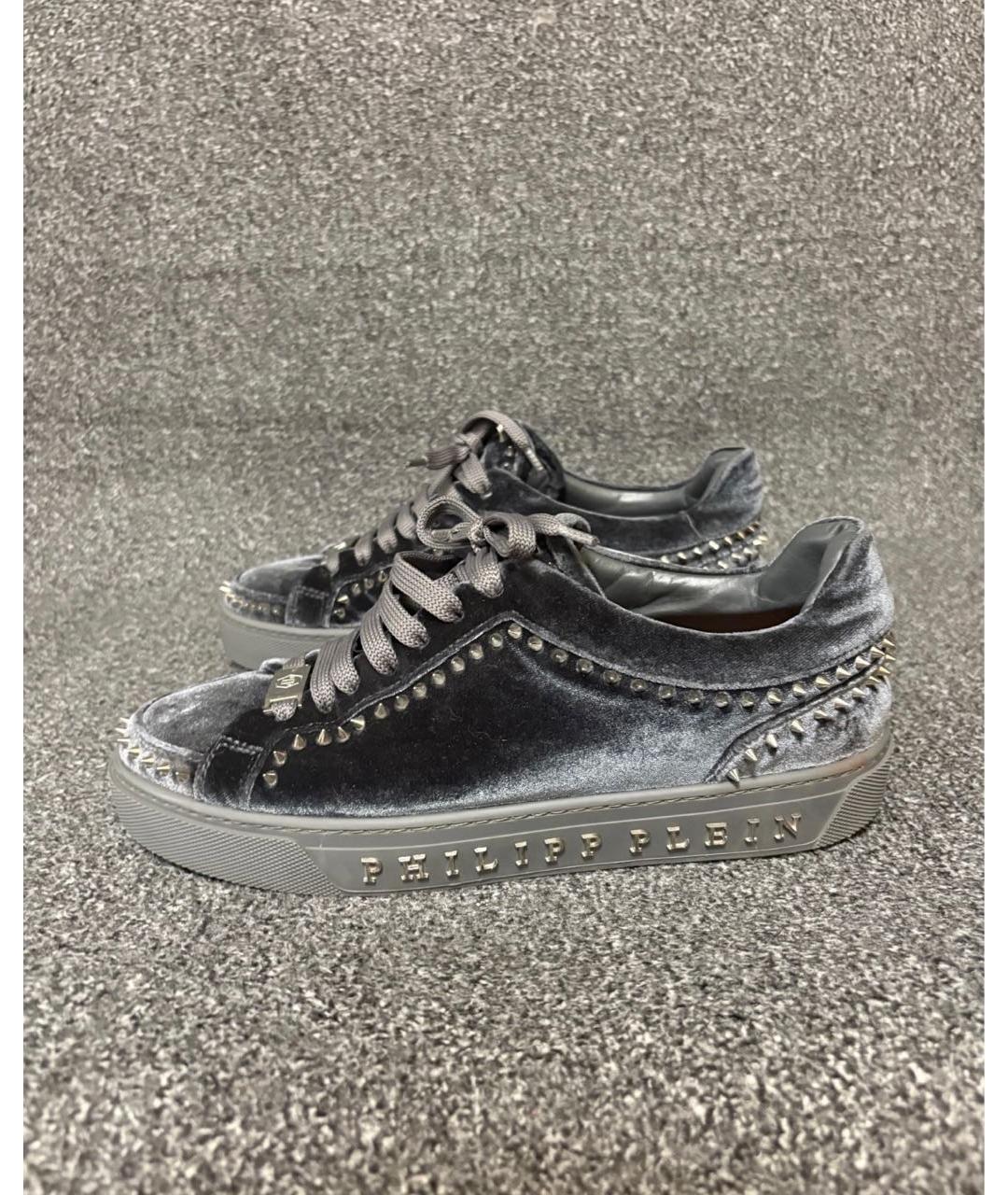 PHILIPP PLEIN Серые бархатные кеды, фото 8