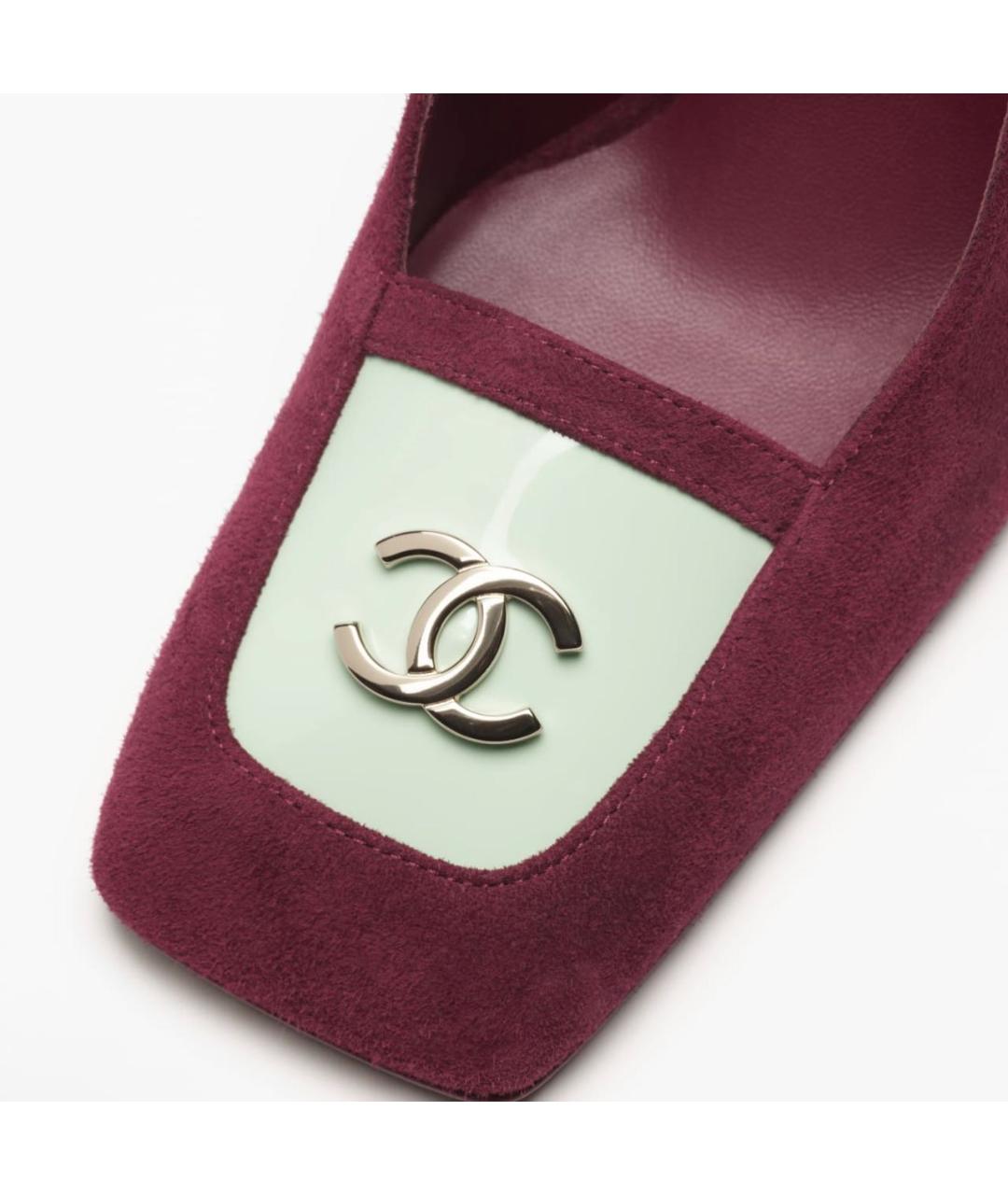 CHANEL Бордовые замшевые туфли, фото 4