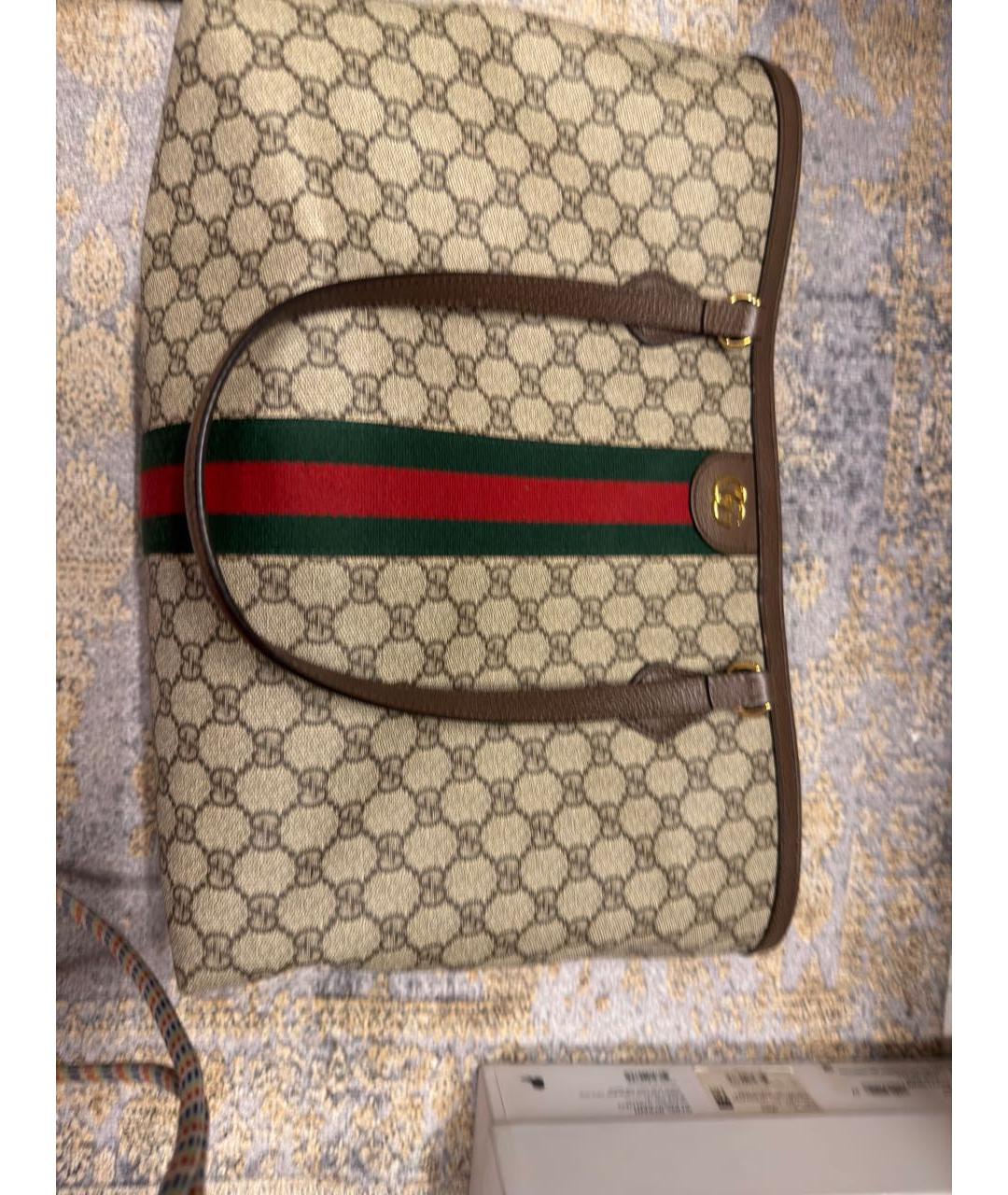 GUCCI Коричневая сумка тоут из канвы, фото 3