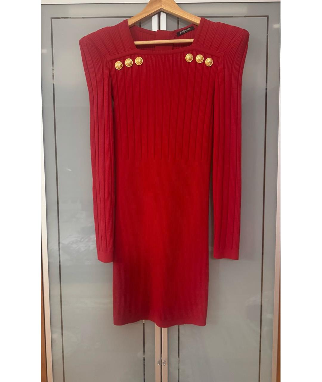 BALMAIN Красное шерстяное коктейльное платье, фото 6
