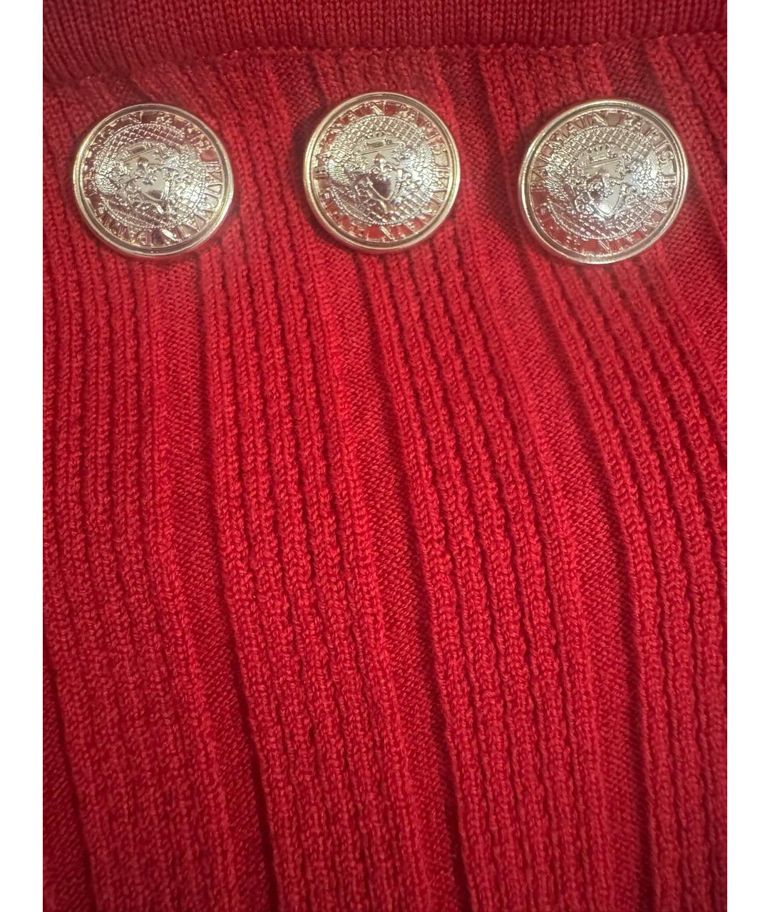 BALMAIN Красное шерстяное коктейльное платье, фото 4
