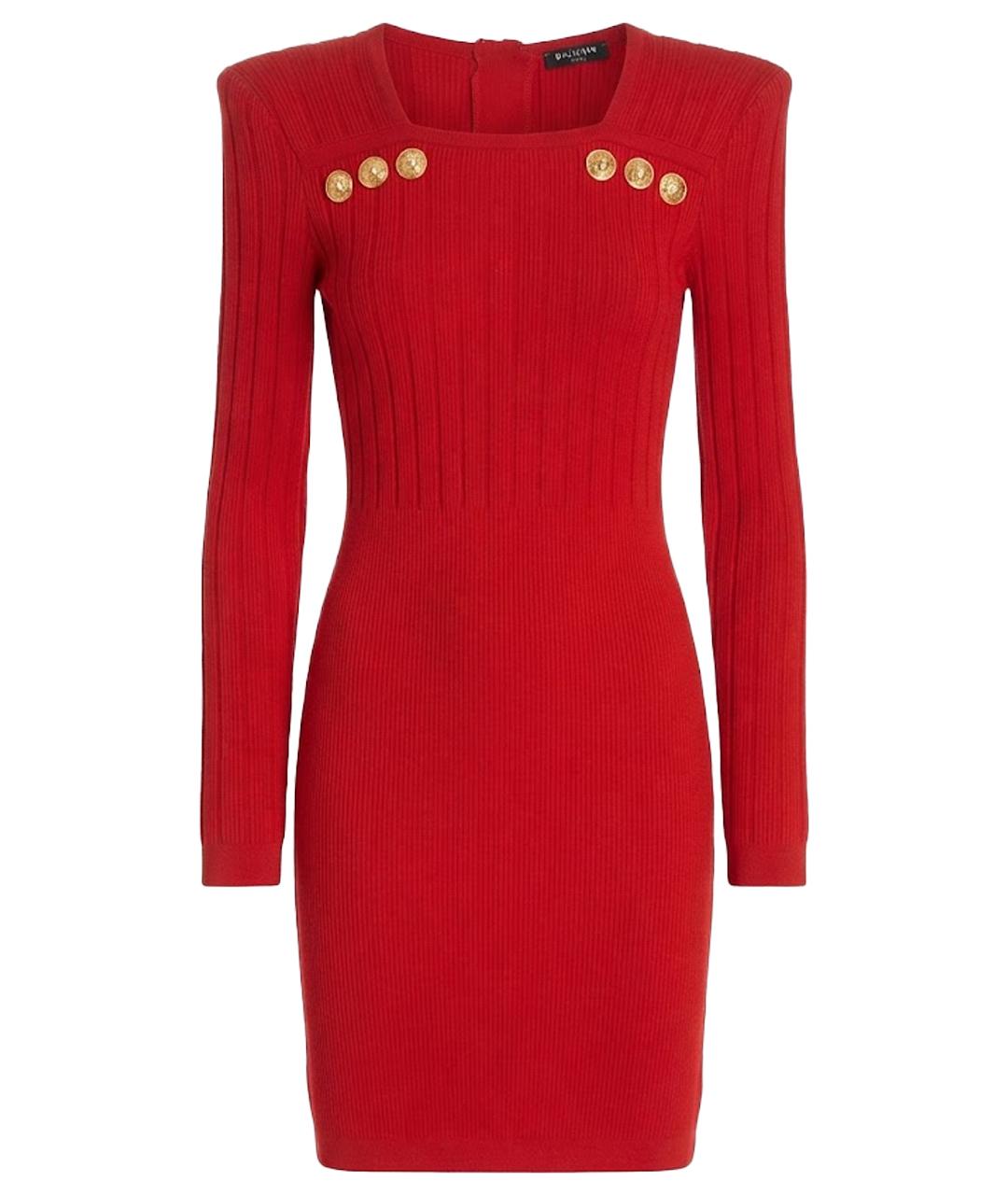 BALMAIN Красное шерстяное коктейльное платье, фото 1