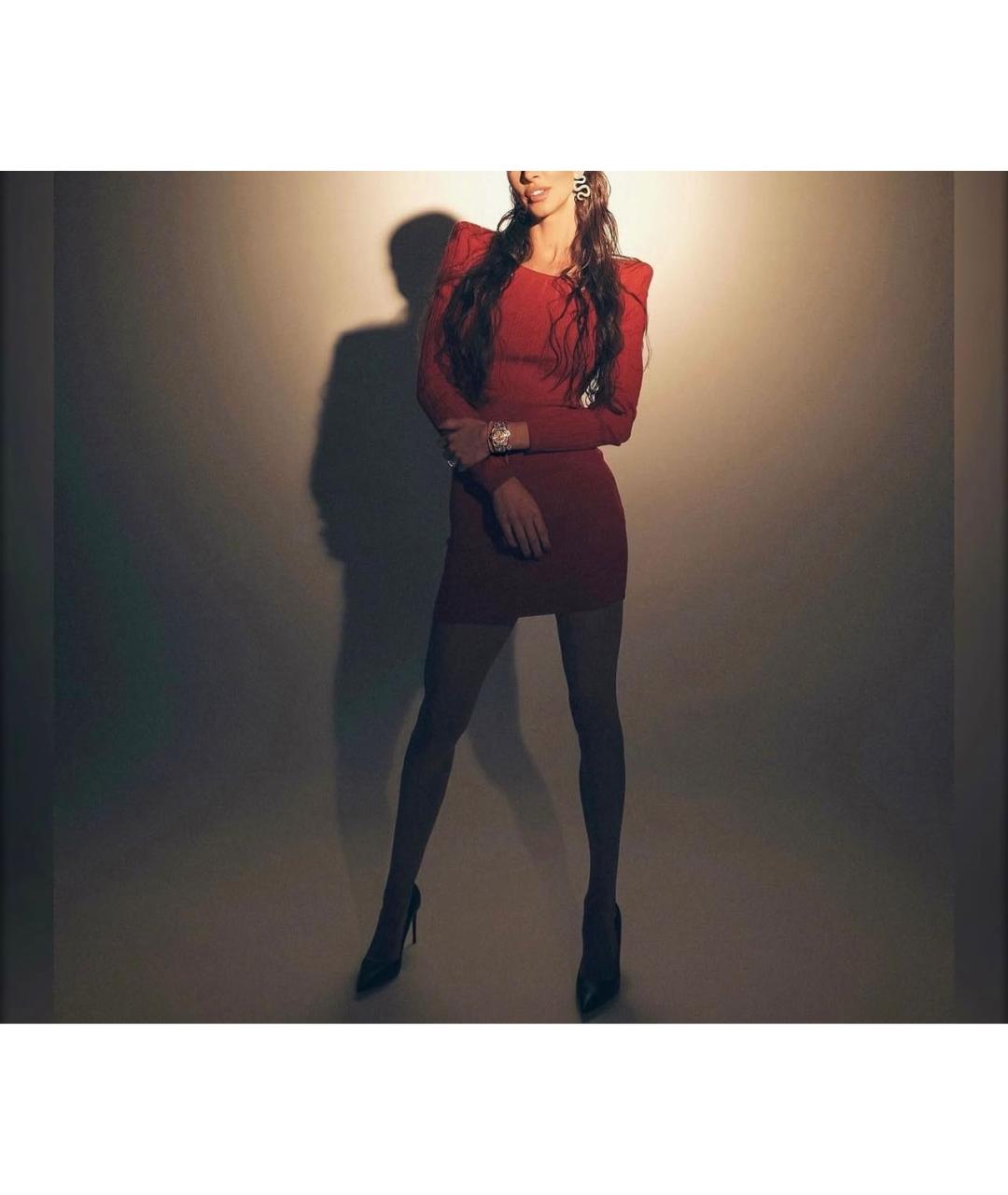 BALMAIN Красное шерстяное коктейльное платье, фото 5