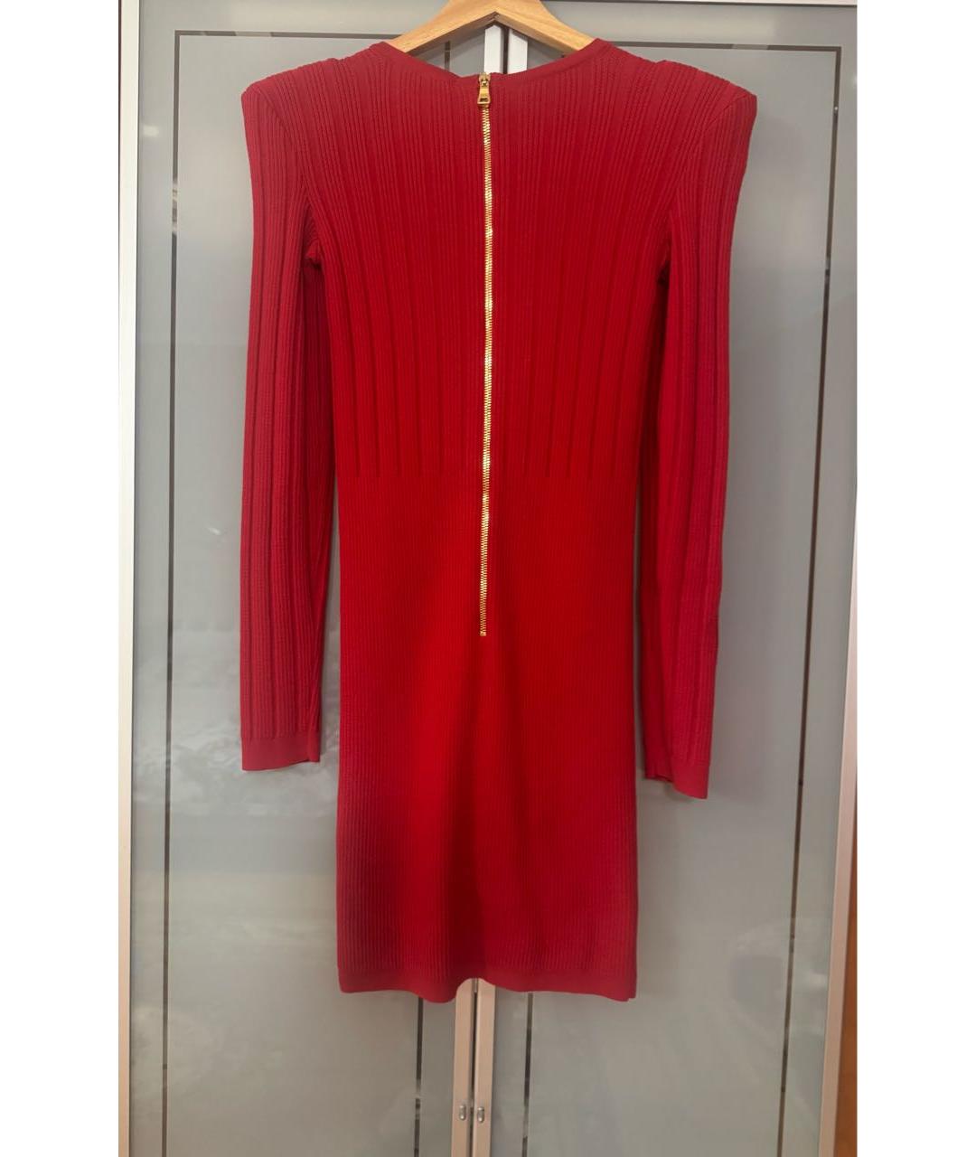 BALMAIN Красное шерстяное коктейльное платье, фото 2