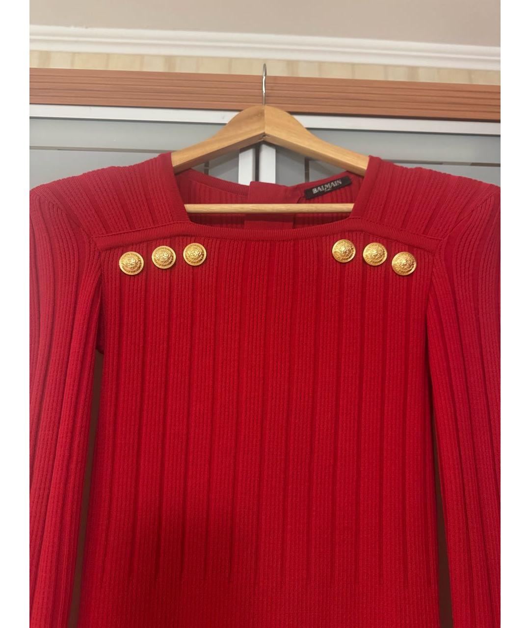 BALMAIN Красное шерстяное коктейльное платье, фото 3